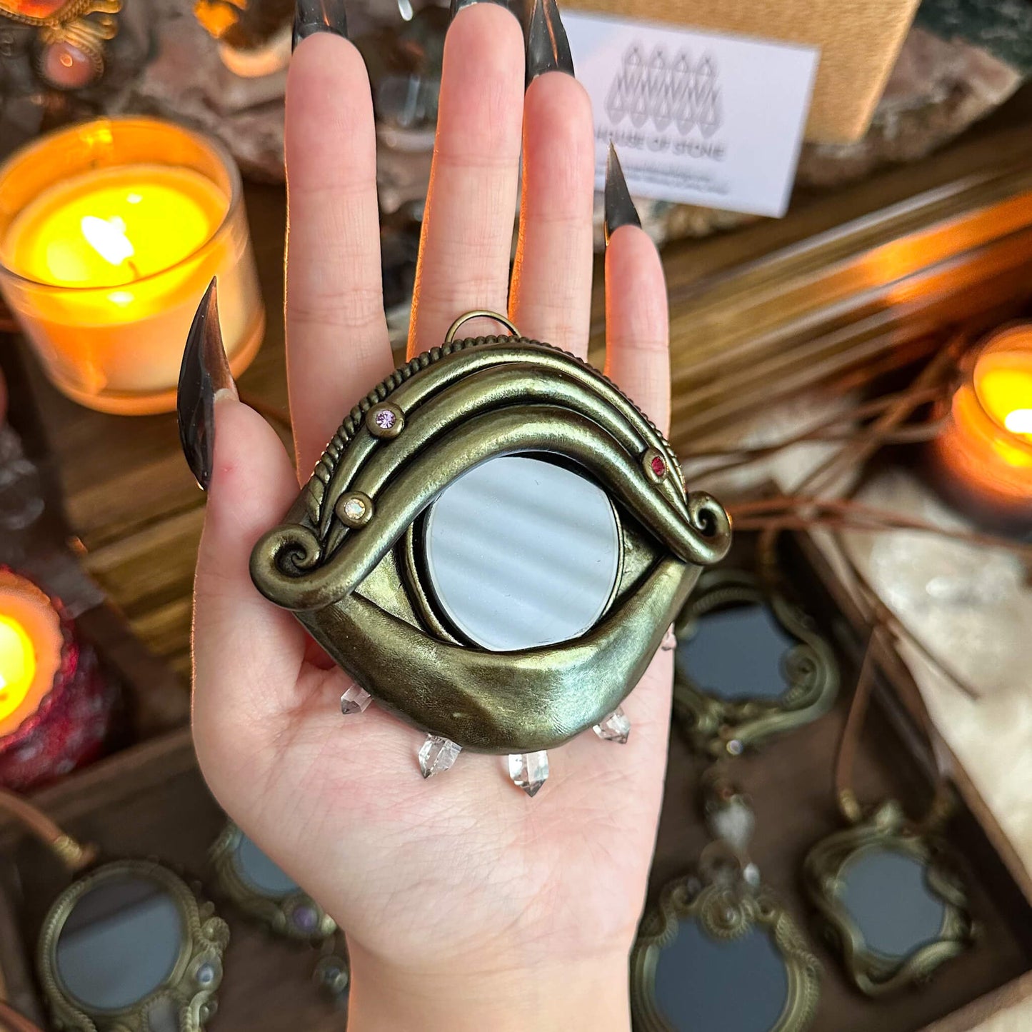 Handmade Natural Black Obsidian Pendant Necklace/Magic Obsidian Mirror Crystal Pendant/Scrying Mirror Talisman Protection Jewelry/Altar Tool
