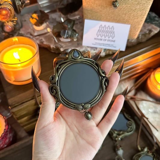 Handmade Natural Black Obsidian Pendant Necklace/Magic Obsidian Mirror Crystal Pendant/Scrying Mirror Talisman Protection Jewelry/Altar Tool