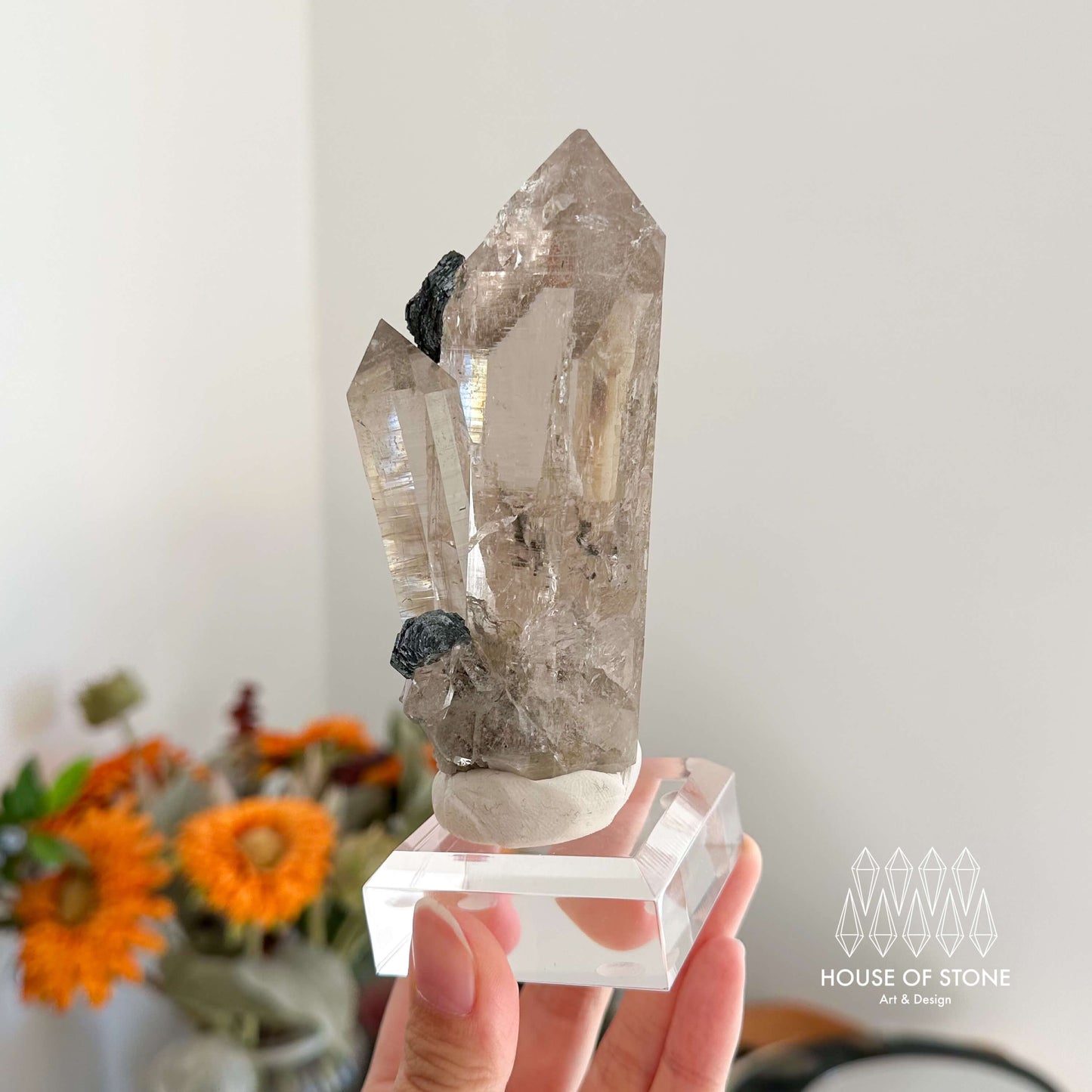 Swiss Smoky Quartz Hematite Point Specimen/Switzerland Smoky Quartz Tower/Alpine Mineral/Apls Quartz Hematite/Quartz Cluster Iron Flower