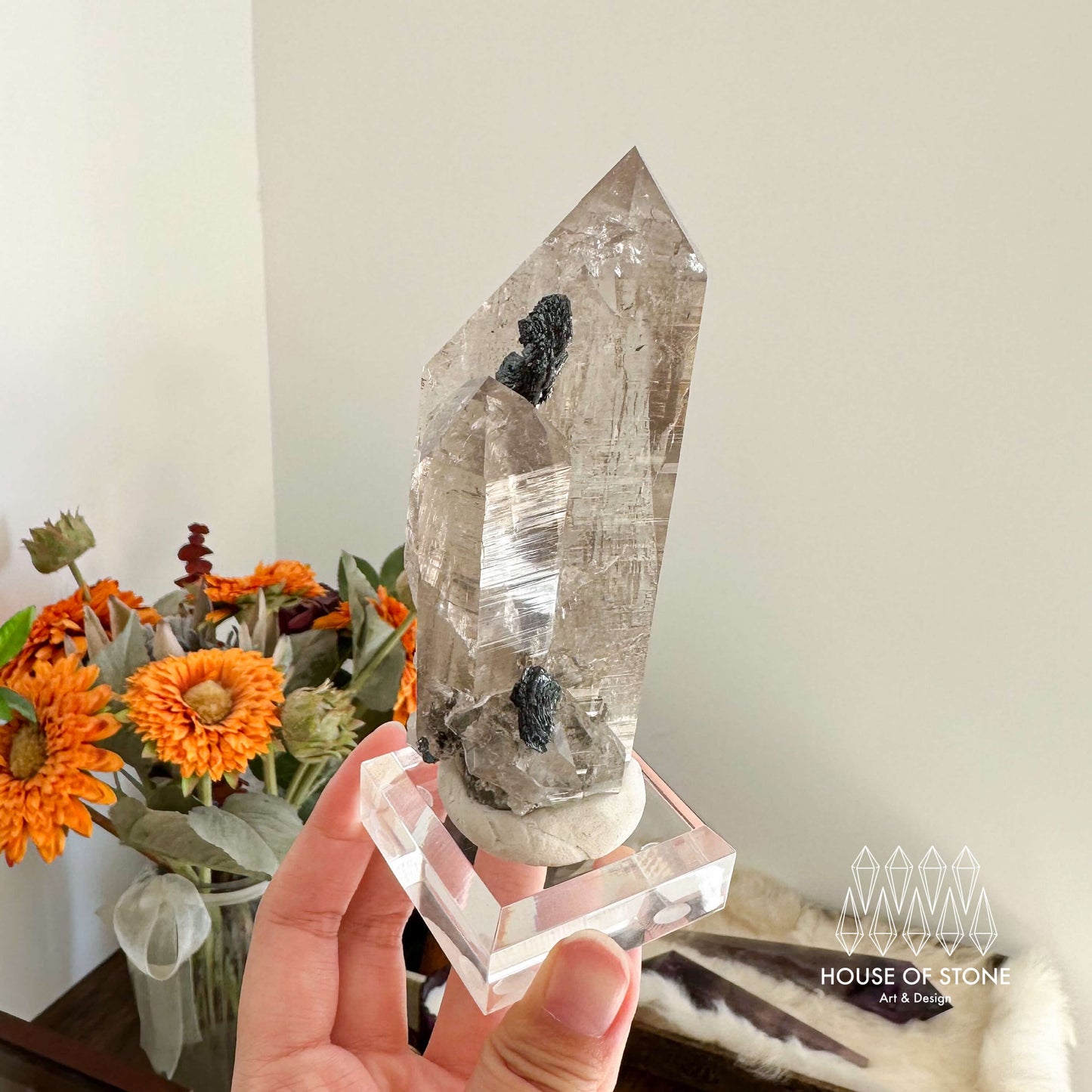 Swiss Smoky Quartz Hematite Point Specimen/Switzerland Smoky Quartz Tower/Alpine Mineral/Apls Quartz Hematite/Quartz Cluster Iron Flower