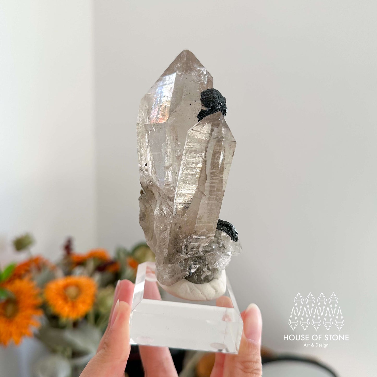 Swiss Smoky Quartz Hematite Point Specimen/Switzerland Smoky Quartz Tower/Alpine Mineral/Apls Quartz Hematite/Quartz Cluster Iron Flower