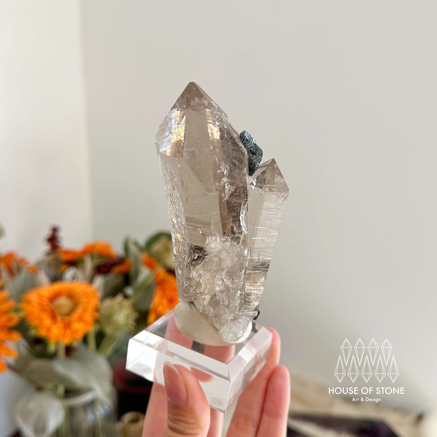 Swiss Smoky Quartz Hematite Point Specimen/Switzerland Smoky Quartz Tower/Alpine Mineral/Apls Quartz Hematite/Quartz Cluster Iron Flower