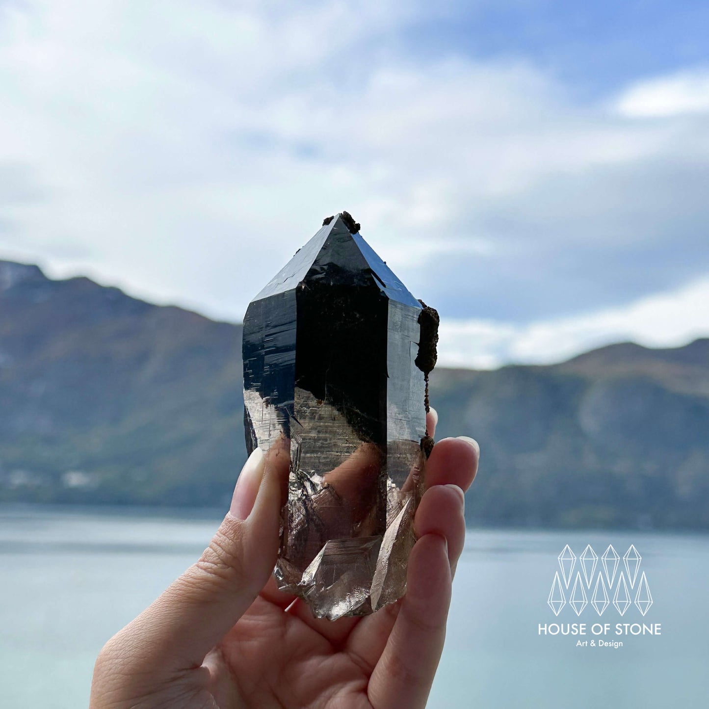 Alpine Mineral Smoky Quartz Point Specimen/Swiss Tower Apls/Double Terminated Quartz Points with Limonite