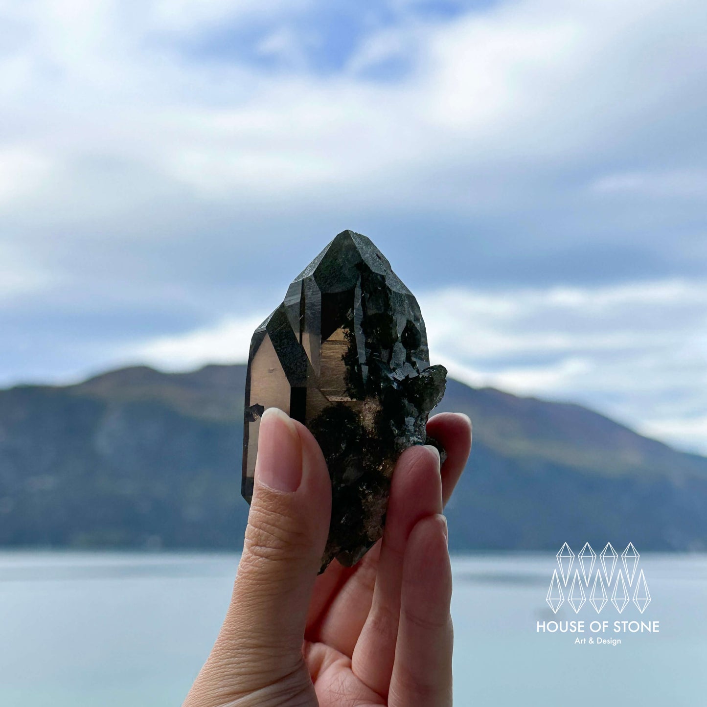 Alpine Mineral Smoky Quartz Point Specimen/Swiss Tower Apls/Double Terminated Quartz Points with Chlorite
