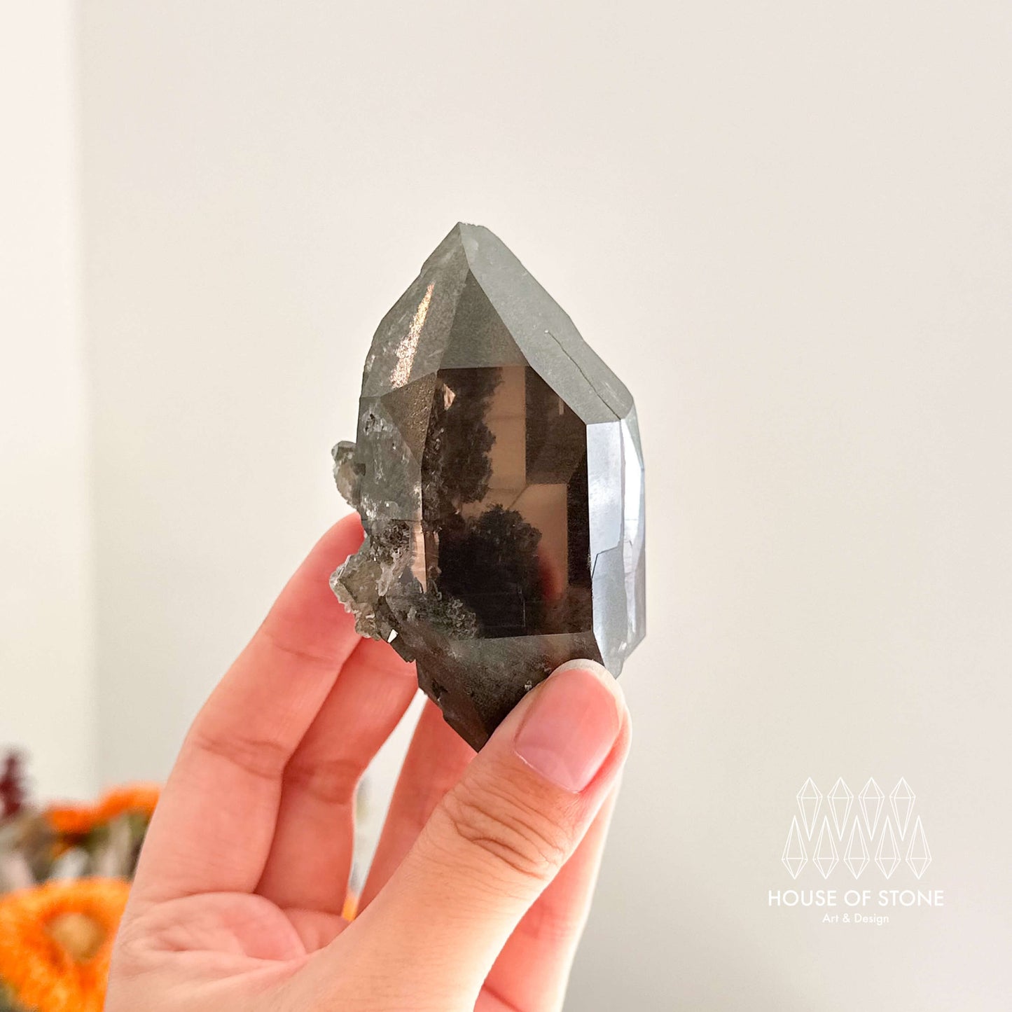 Alpine Mineral Smoky Quartz Point Specimen/Swiss Tower Apls/Double Terminated Quartz Points with Chlorite