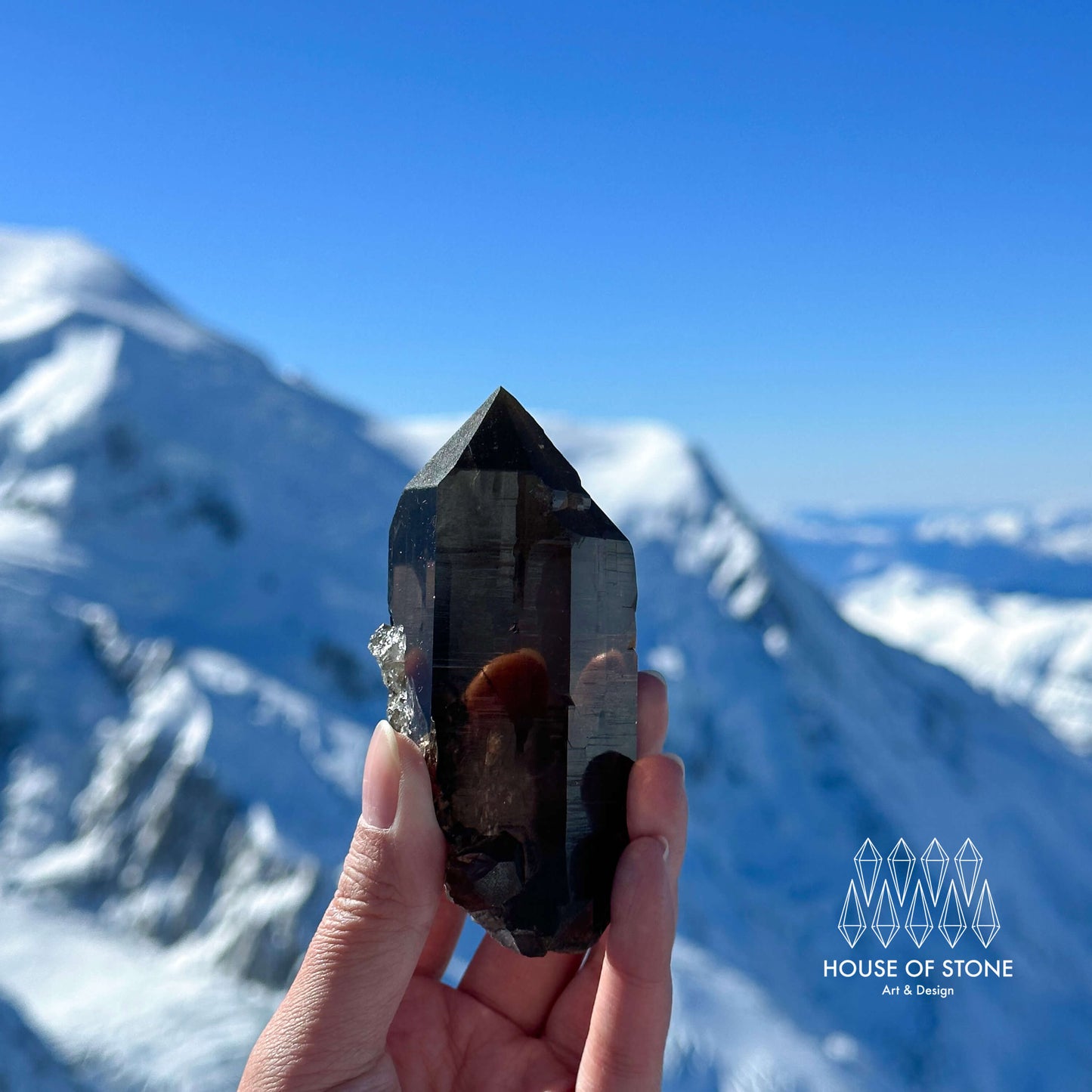 Alpine Mineral Smoky Quartz Point Specimen/Swiss Tower Apls/Double Terminated Quartz Points with Chlorite
