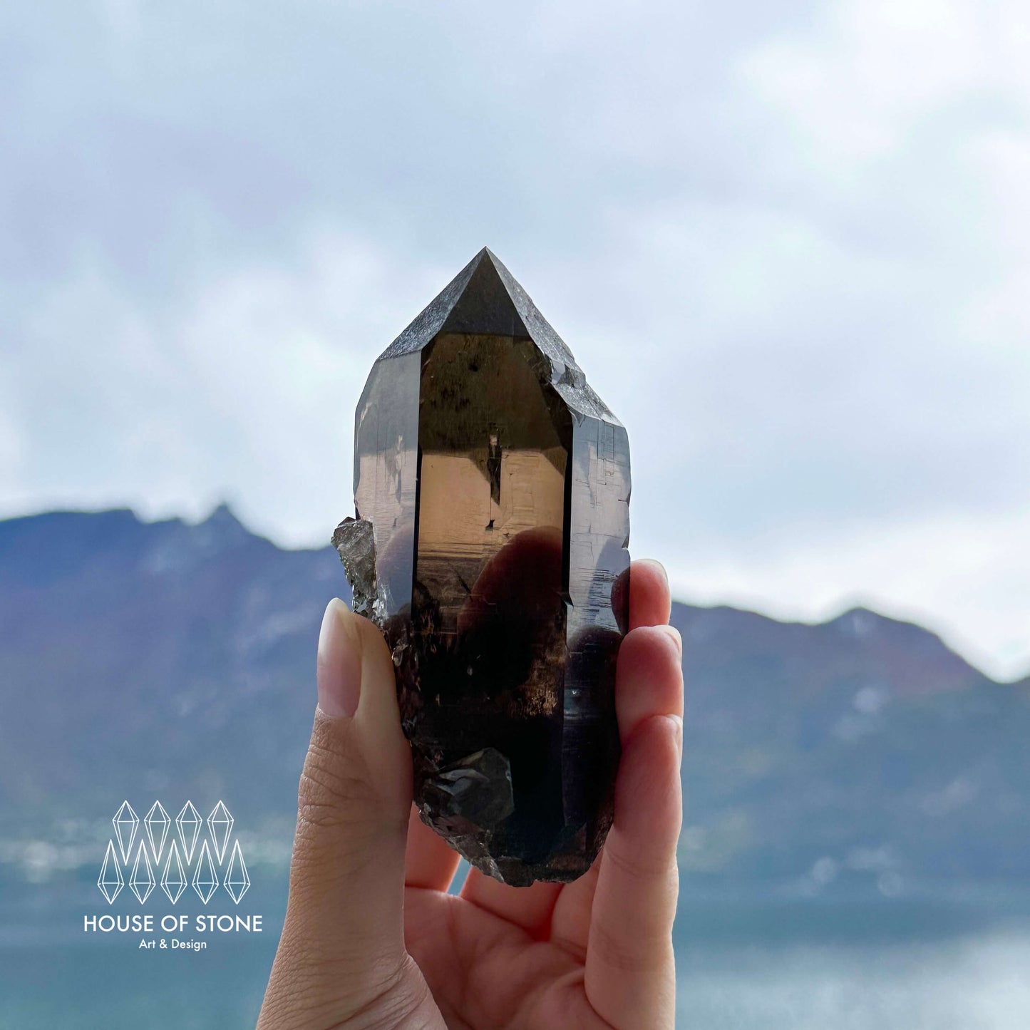 Alpine Mineral Smoky Quartz Point Specimen/Swiss Tower Apls/Double Terminated Quartz Points with Chlorite