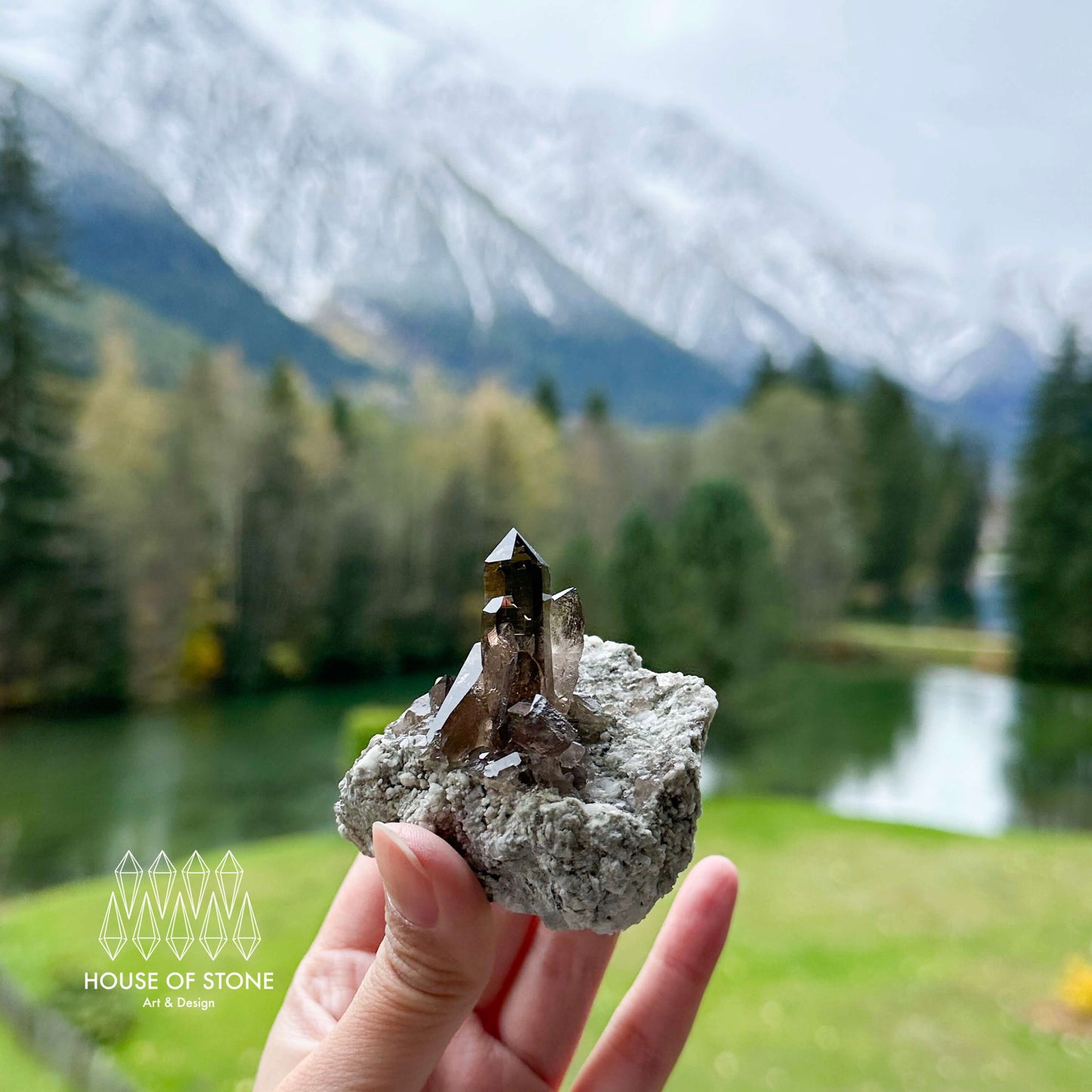 Swiss Smoky Quartz Cluster with Matrix Specimen/Switzerland Smoky Quartz Cluster Apls Specimen/Alpine Mineral/Crystal Cluster with Matrix