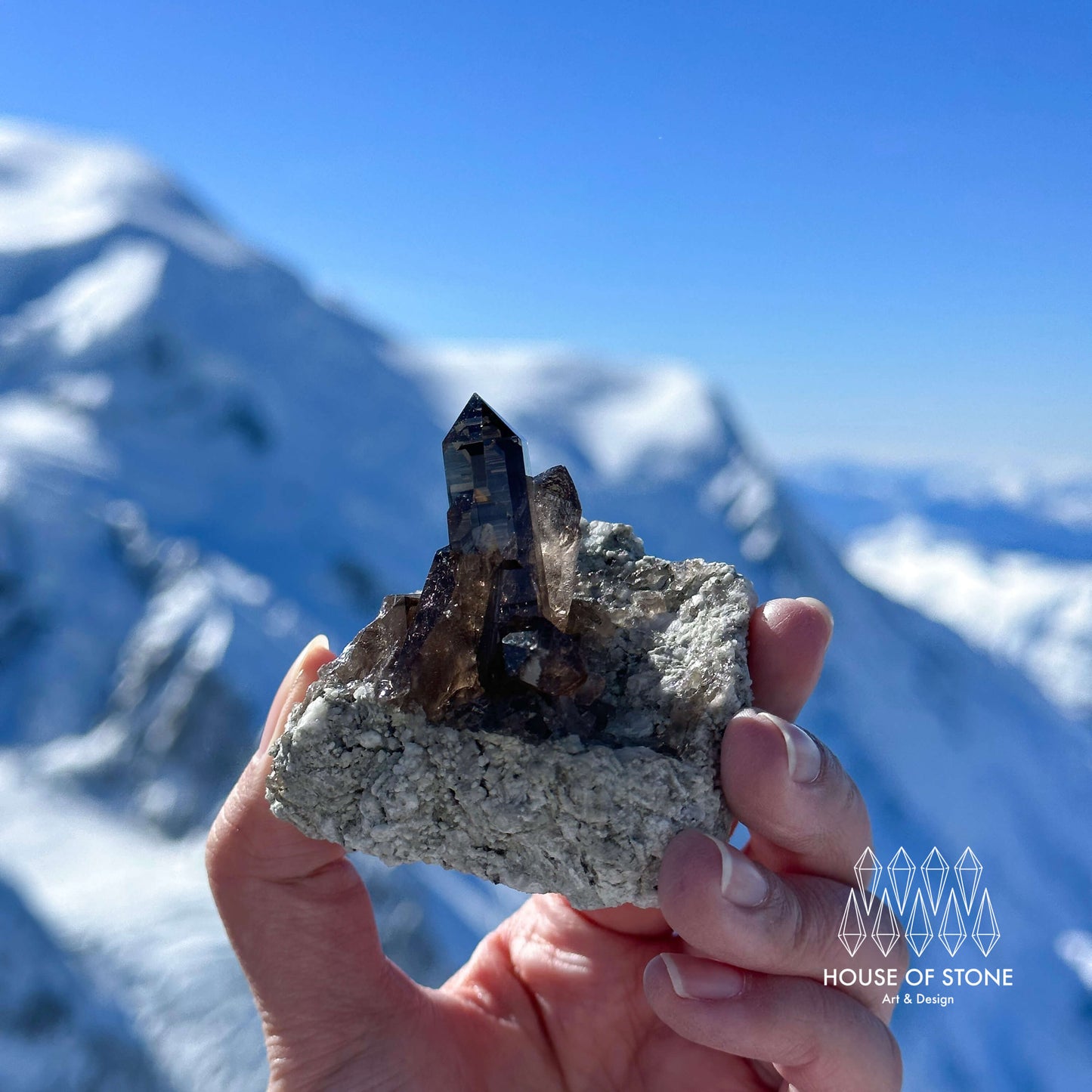 Swiss Smoky Quartz Cluster with Matrix Specimen/Switzerland Smoky Quartz Cluster Apls Specimen/Alpine Mineral/Crystal Cluster with Matrix