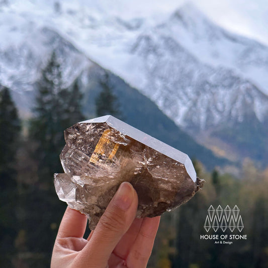 Apls Faden Quartz Specimen/Alpine Mineral Smoky Quartz/Adularia Quartz Chlorite Cluster/Chamonix-Mont-Blanc Mini Cluster/France