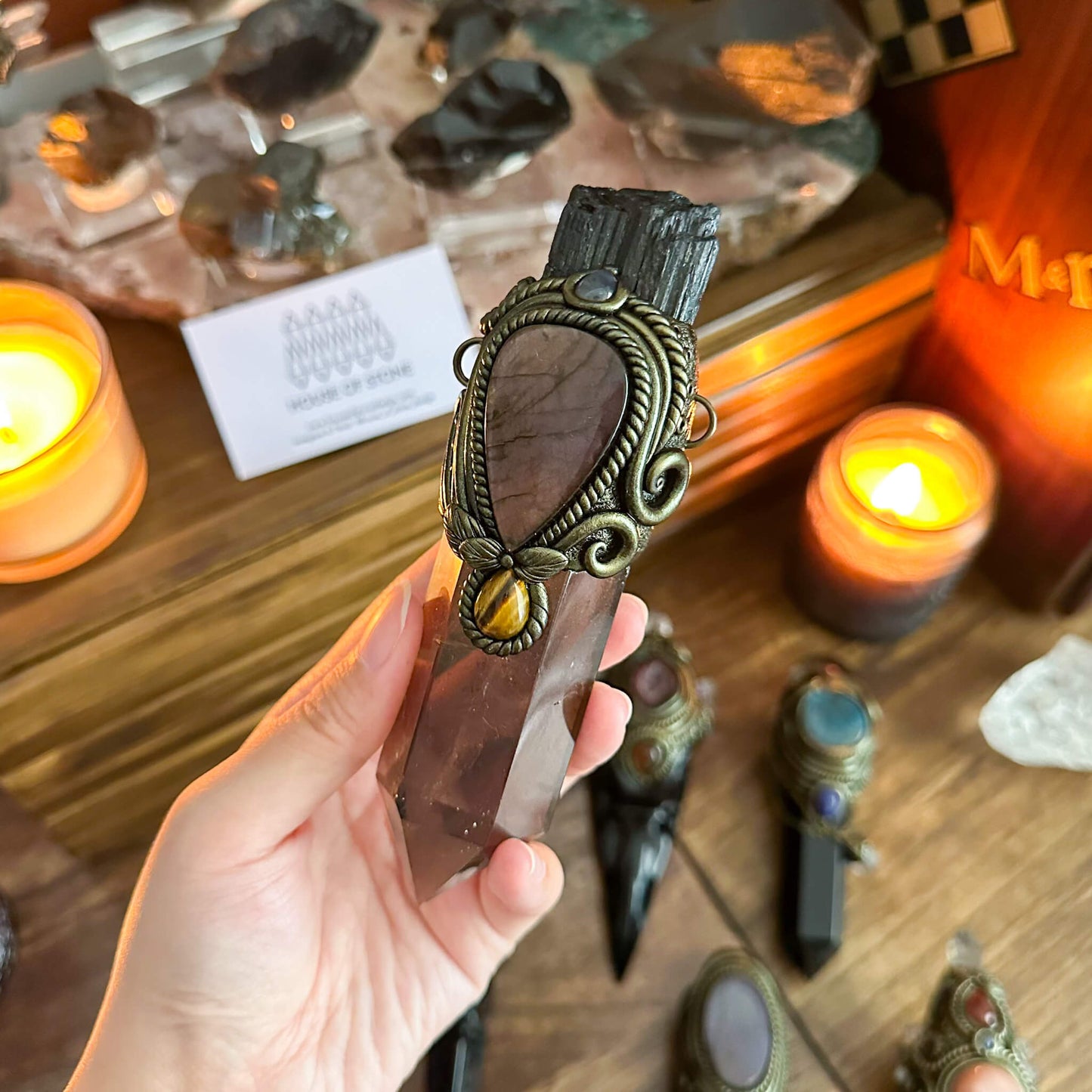 Handmade Natural Smoky Quartz Pendant Necklace/Magic Black Tourmaline Crystal Protection Pendant/Talisman Amulet Jewelry/Chakra/Altar Tool