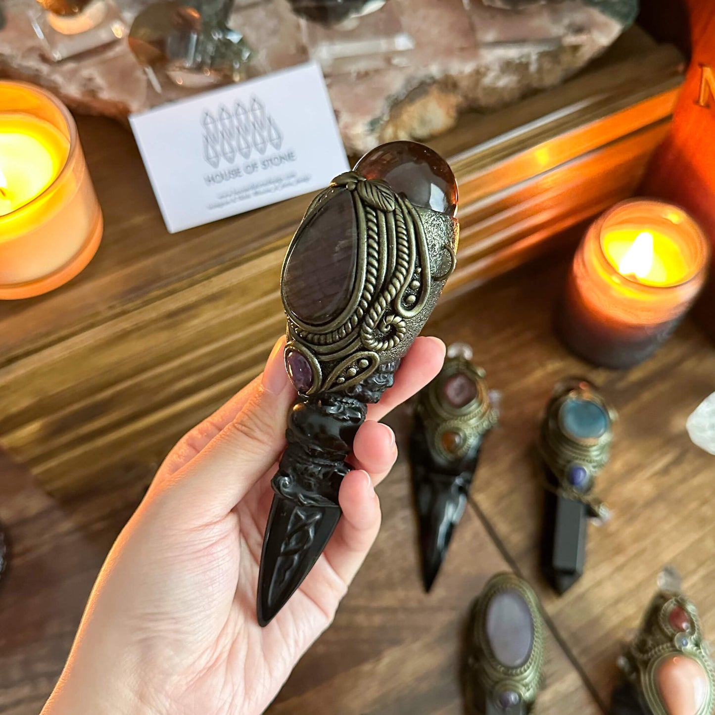 Handmade Natural Smoky Quartz Pendant Necklace/Magic Obsidian Crystal Protection Pendant/Talisman Amulet Jewelry/Chakra/Altar Tool