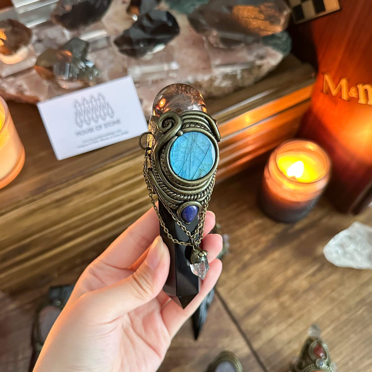 Handmade NaturalSmoky Quartz Pendant Necklace/Magic Crystal Black Obsidian Pendant/Amulet Necklace/Root Chakra/Manifest Altar Tool