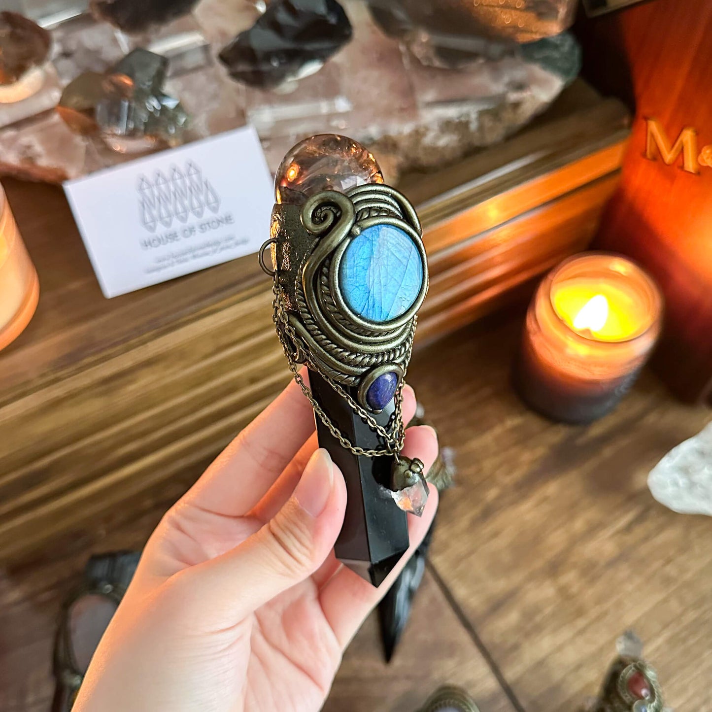 Handmade NaturalSmoky Quartz Pendant Necklace/Magic Crystal Black Obsidian Pendant/Amulet Necklace/Root Chakra/Manifest Altar Tool
