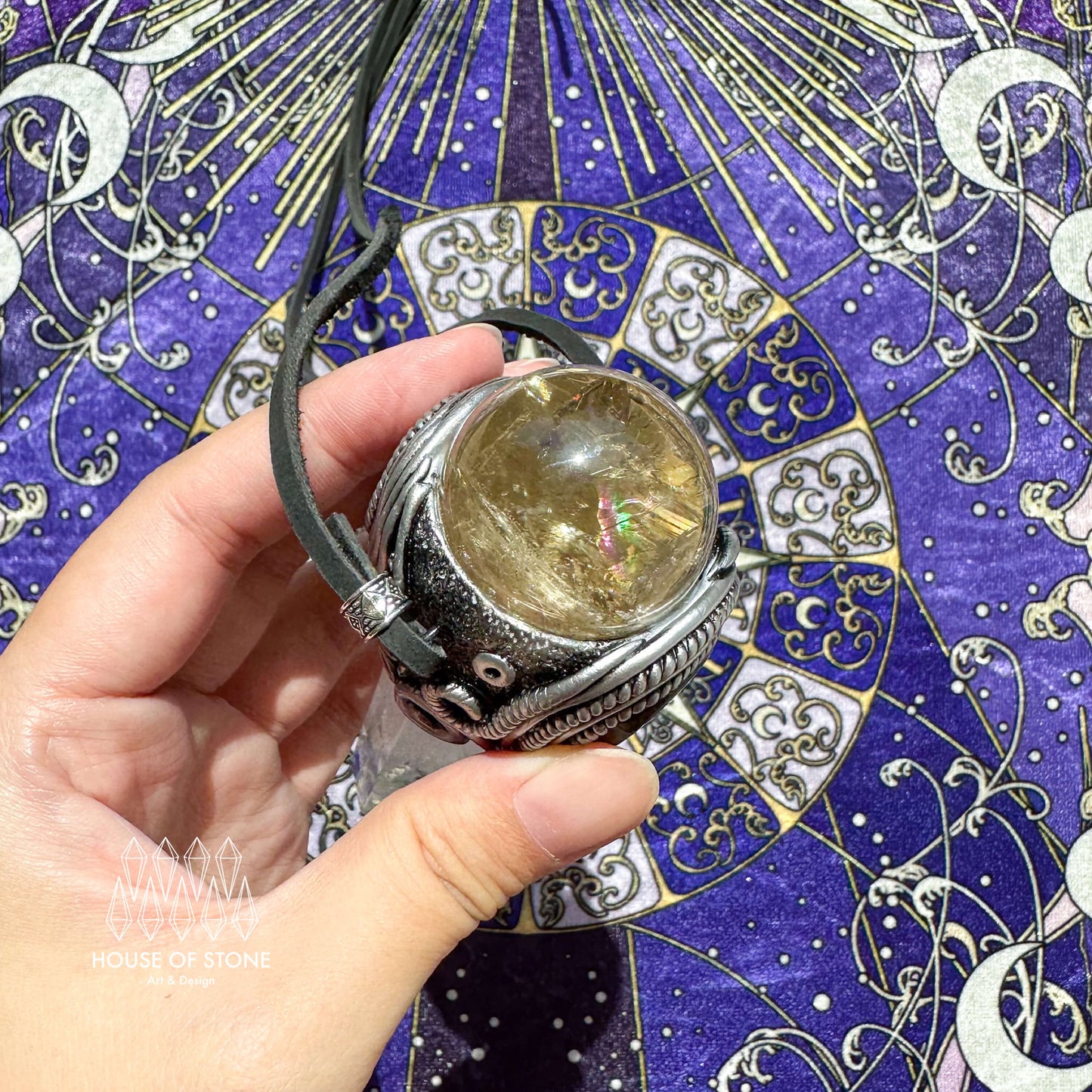 Natural Handmade Clear Quartz Pendant Necklace/Magic Crystal Double-sided Pendant/Labradorite Necklace/Root Chakra/Manifest Altar Tool