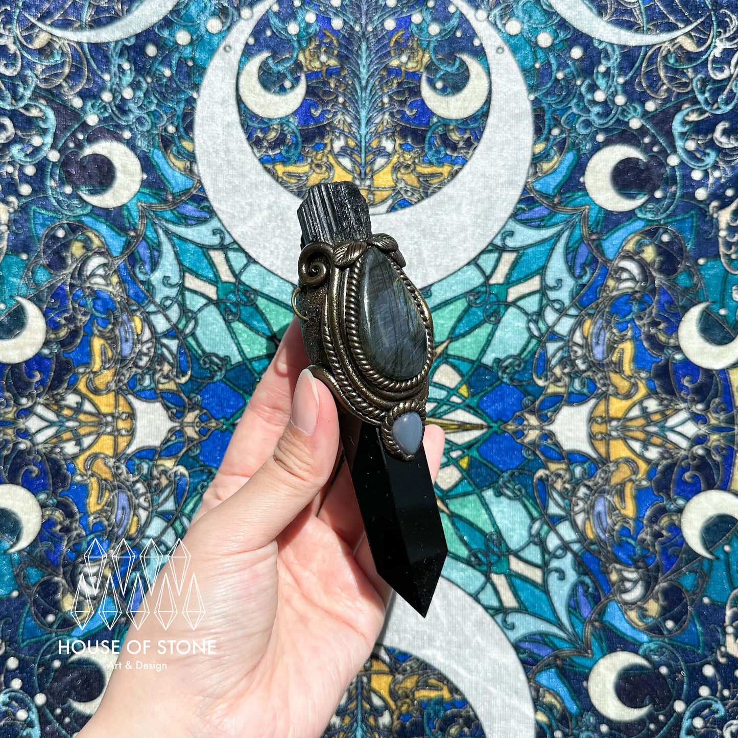 Handmade Natural Black Tourmaline Pendant Necklace/Magic Crystal Black Obsidian Pendant/Amulet Necklace/Root Chakra/Manifest Altar Tool