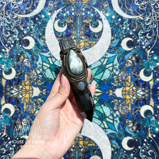 Handmade Natural Black Tourmaline Pendant Necklace/Magic Crystal Black Obsidian Pendant/Amulet Necklace/Root Chakra/Manifest Altar Tool