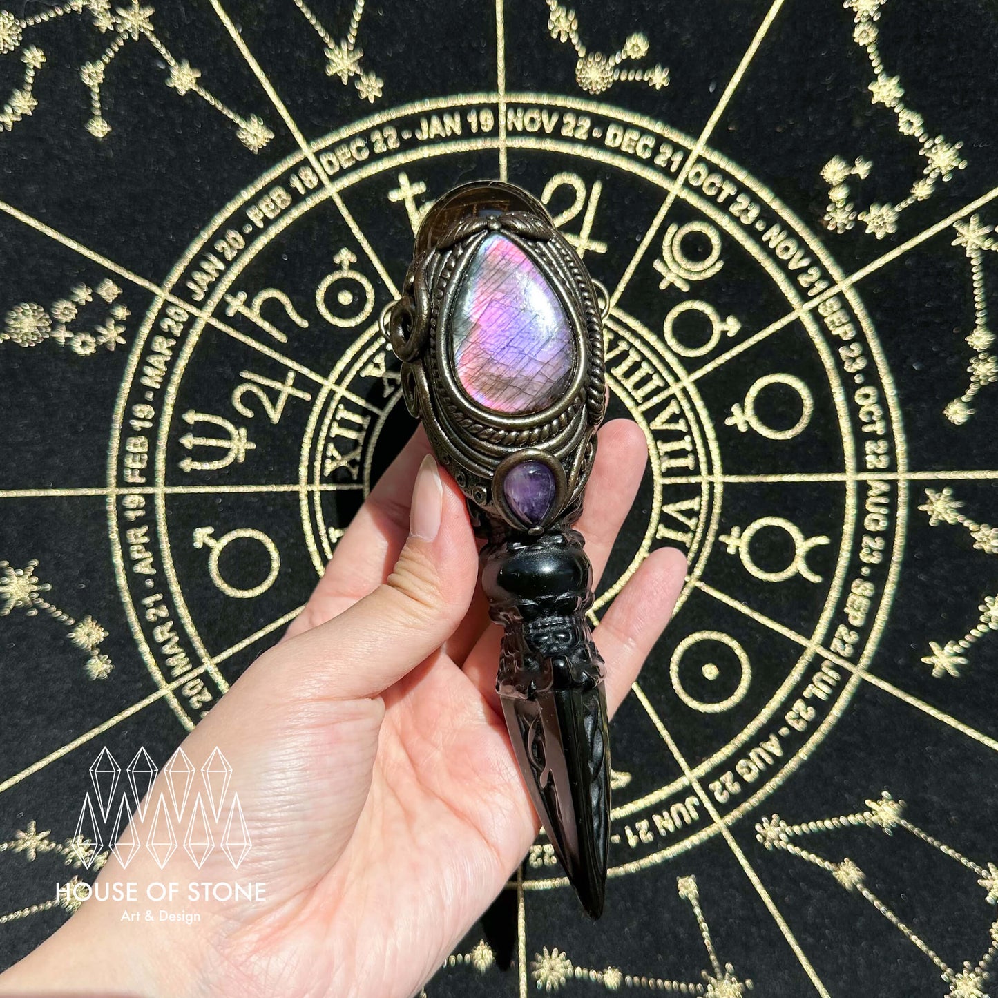 Handmade Natural Smoky Quartz Pendant Necklace/Magic Obsidian Crystal Protection Pendant/Talisman Amulet Jewelry/Chakra/Altar Tool