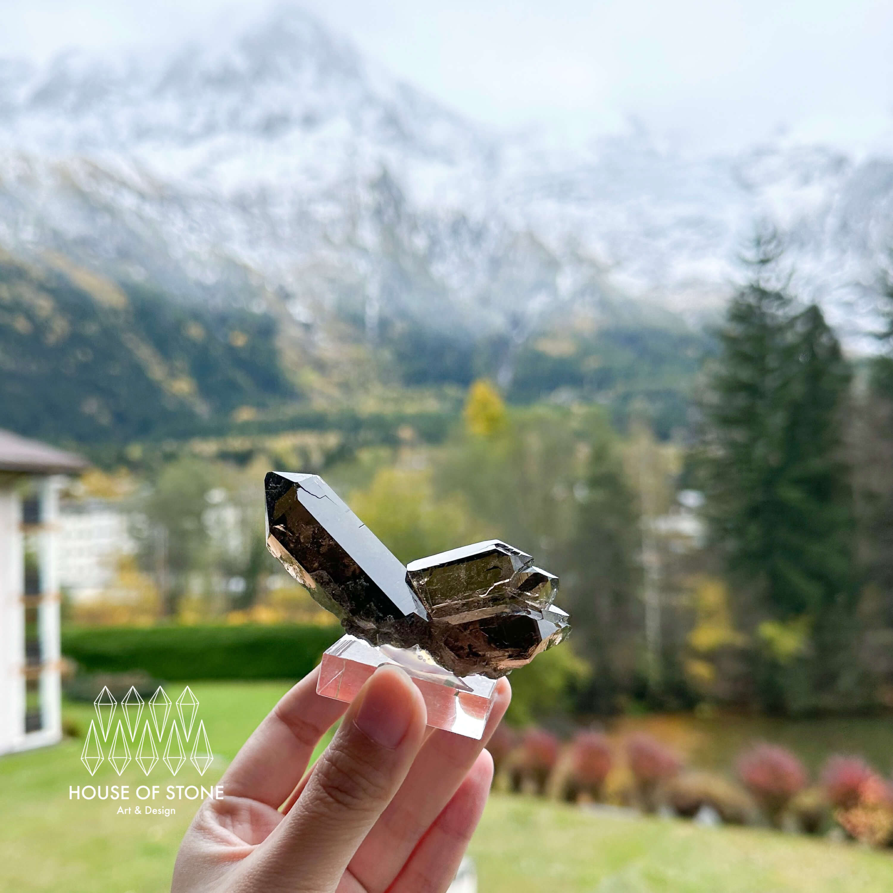 【最高級】Gwindel グインデル 煙水晶 60×48×40mm スイス産 Alpine Mineral Swiss Gwindel Dark Smoky Quartz Specimen