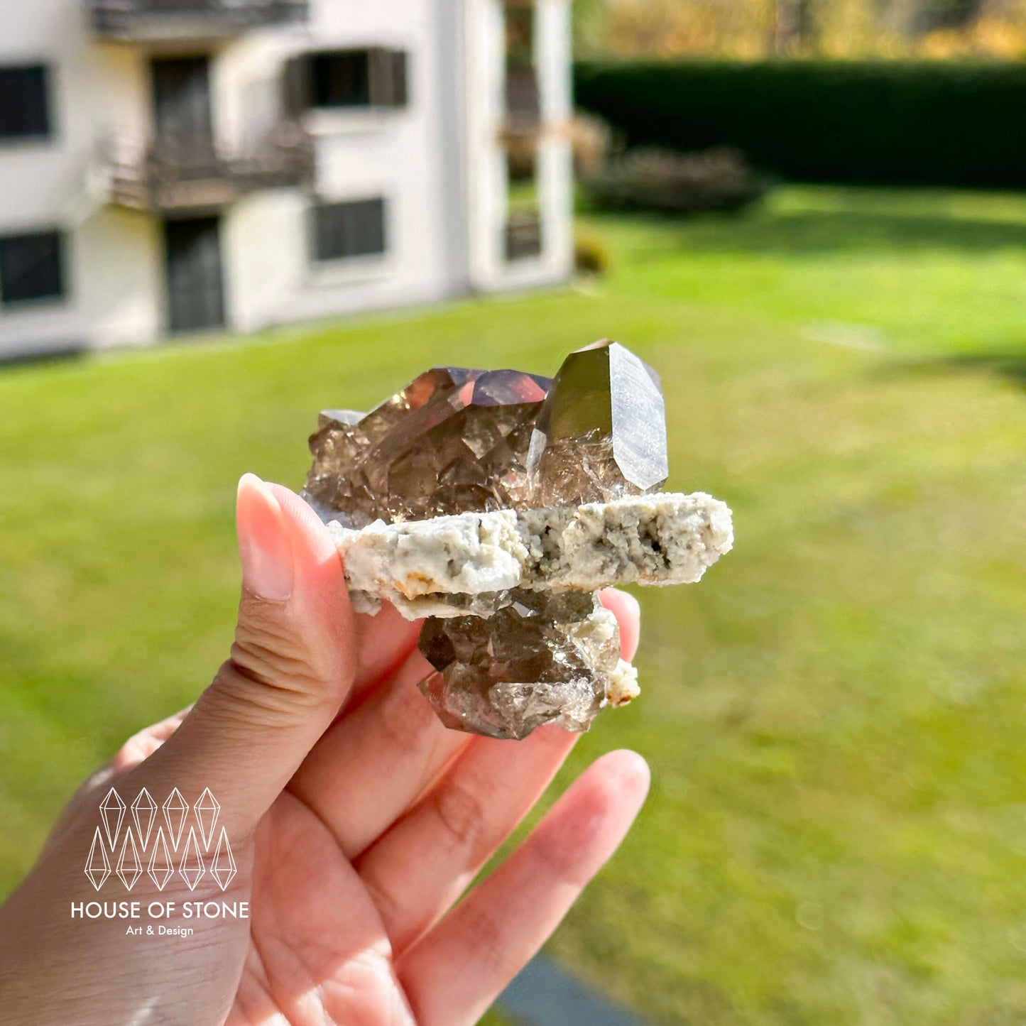 Swiss Smoky Quartz Cluster with Matrix Specimen/Switzerland Smoky Quartz Cluster Apls Specimen/Alpine Mineral/Crystal Cluster with Matrix2