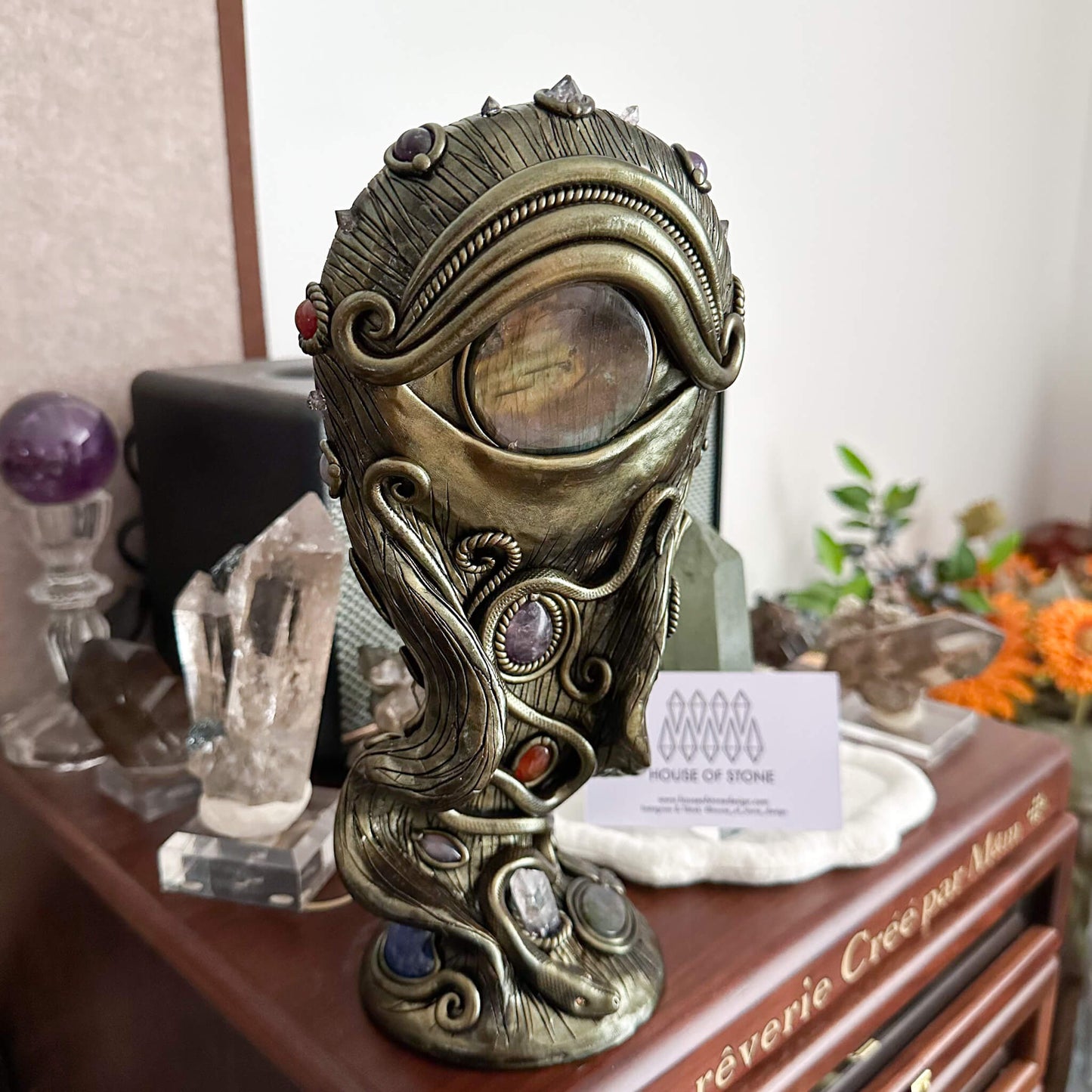 Handmade Natural Black Obsidian Mirror/Magic Obsidian Witch/Crystal Quartz with Base/Scrying Mirror/Root Chakra/Manifest Altar Tool