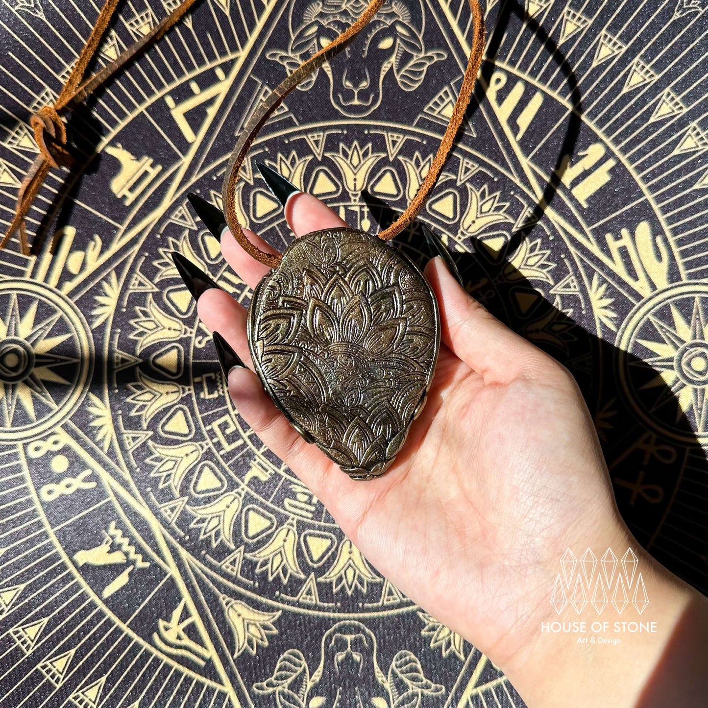 Natural Handmade Black Obsidian Pendant Necklace/Magic Obsidian Mirror Crystal Pendant/Scrying Mirror Tigers Eye Jasper Jewelry/Altar Tool