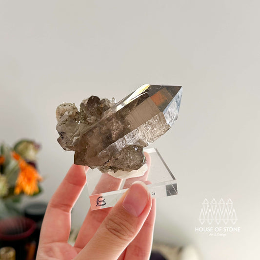 Alpine Mineral Smoky Quartz Point Specimen/Swiss Tower Apls/Double Terminated Quartz Points/Floater Quartz Cluster