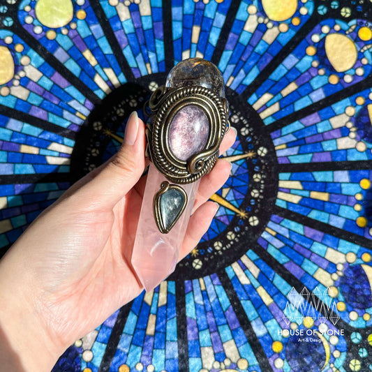 Handmade Natural Rose Quartz Pendant Necklace/Magic Smoky Quartz Crystal Protection Pendant/Talisman Protection Jewelry/Chakra/Altar Tool