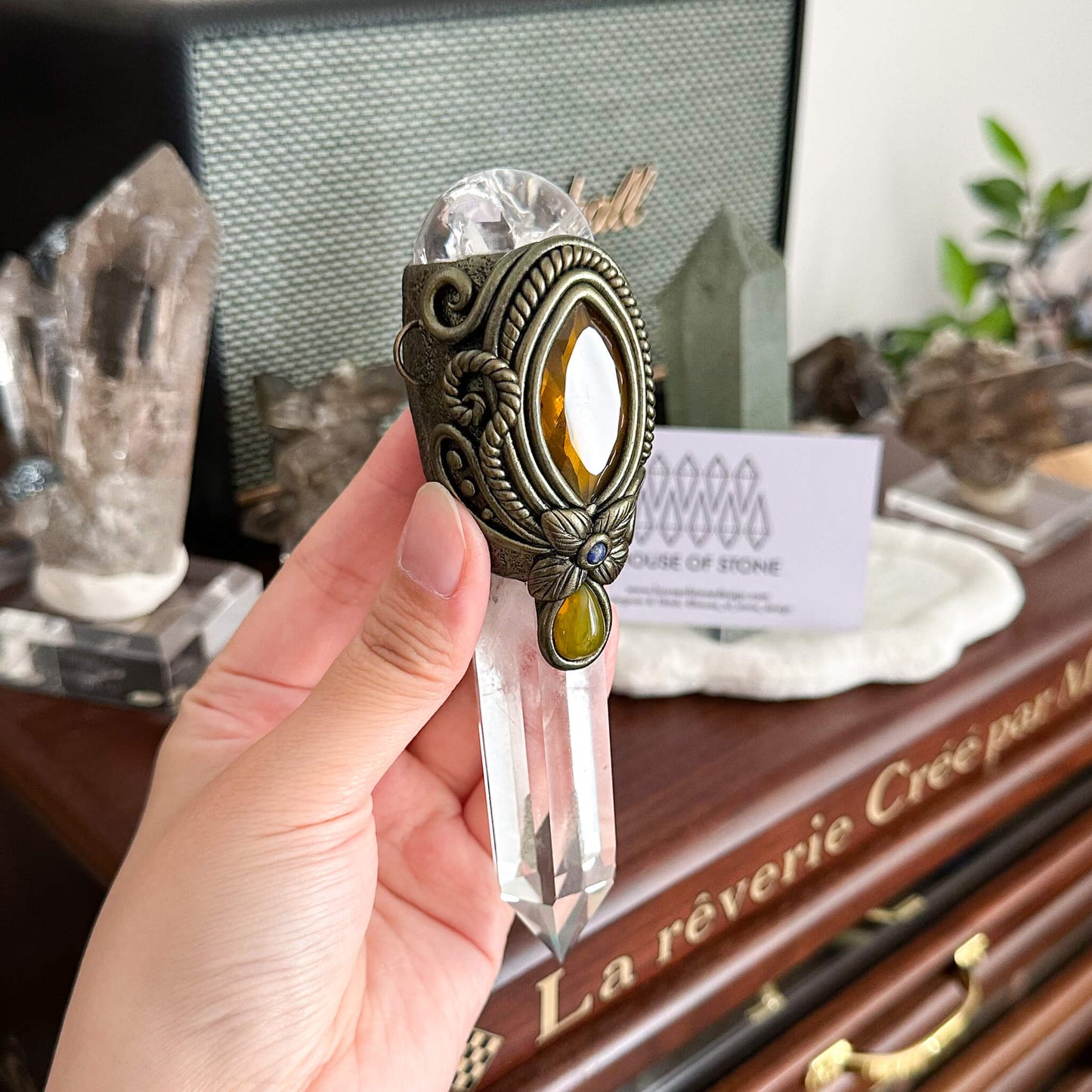 Handmade Natural Clear Quartz Pendant Necklace/Magic Brazil Citrine Crystal Protection Pendant/Amulet Talisman Jewelry/Chakra/Altar Tool