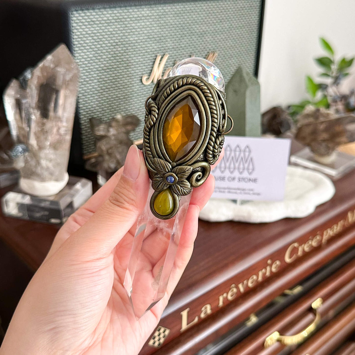 Handmade Natural Clear Quartz Pendant Necklace/Magic Brazil Citrine Crystal Protection Pendant/Amulet Talisman Jewelry/Chakra/Altar Tool