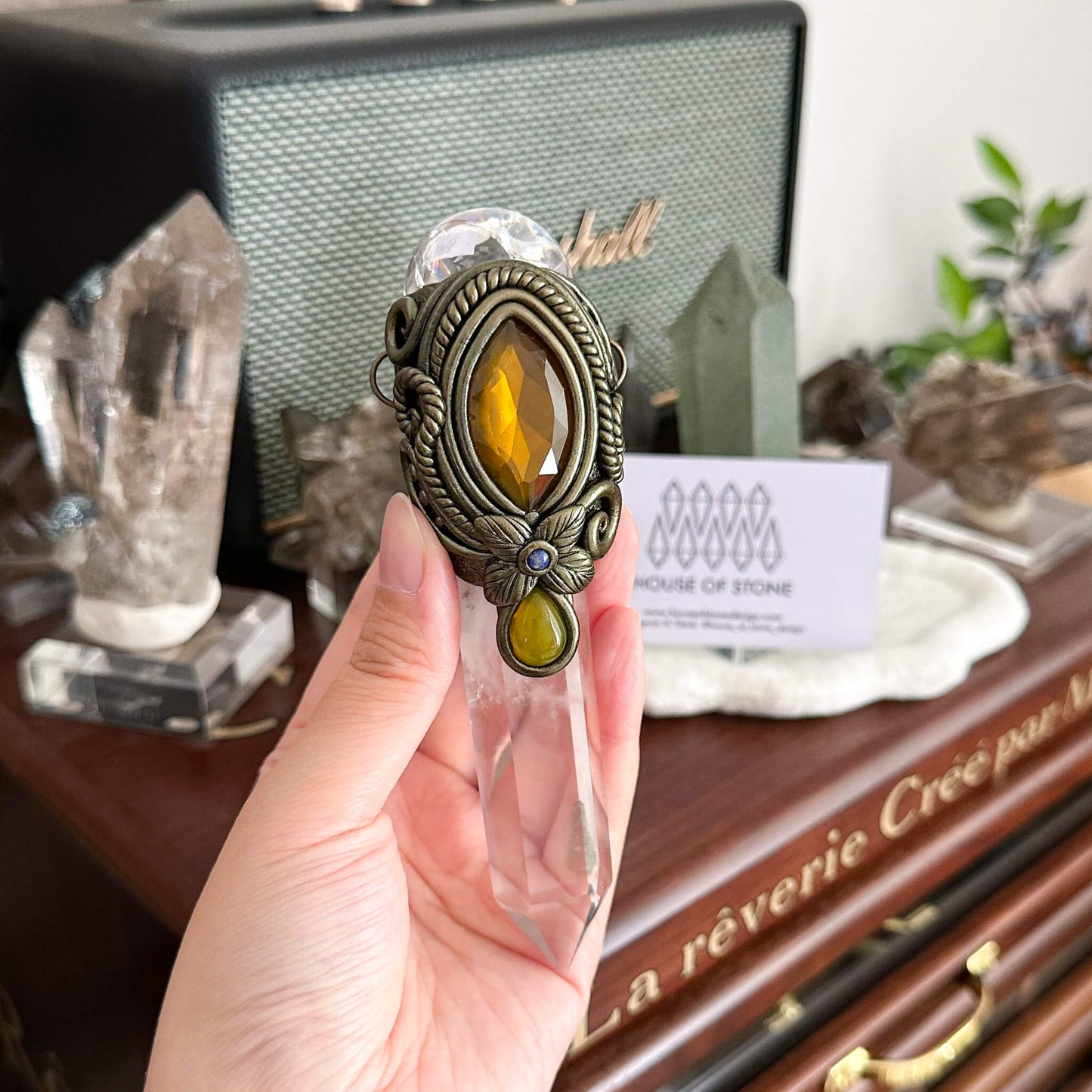 Handmade Natural Clear Quartz Pendant Necklace/Magic Brazil Citrine Crystal Protection Pendant/Amulet Talisman Jewelry/Chakra/Altar Tool