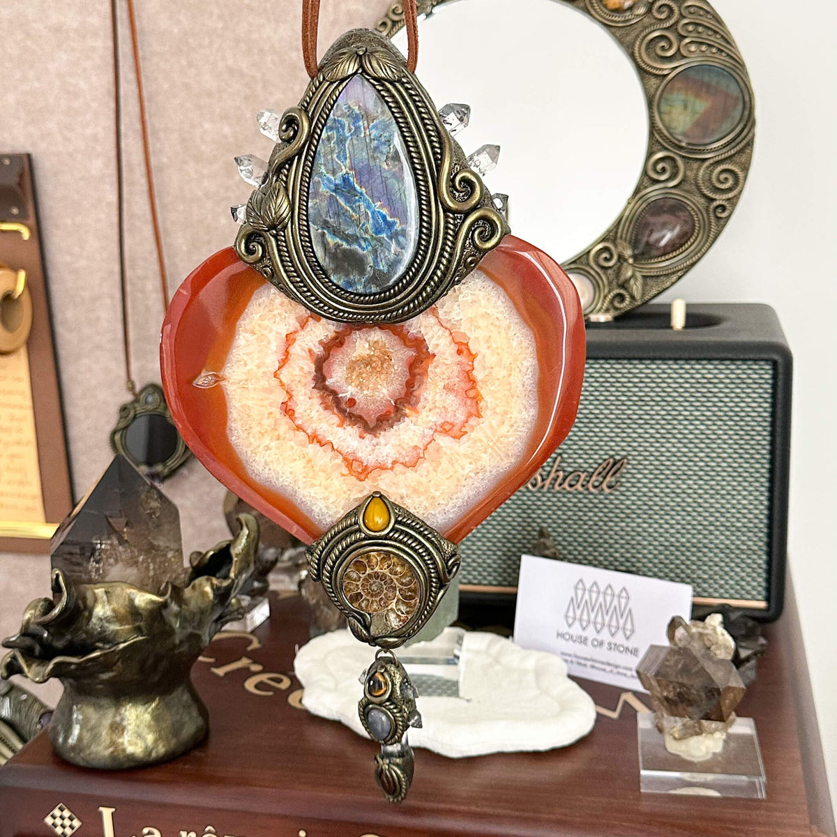 Handmade Natural Carnelian Crystal Wall Hanging Decor/Spiritual Window Interior Room Hangings/Christmas Crystal Door Hanging