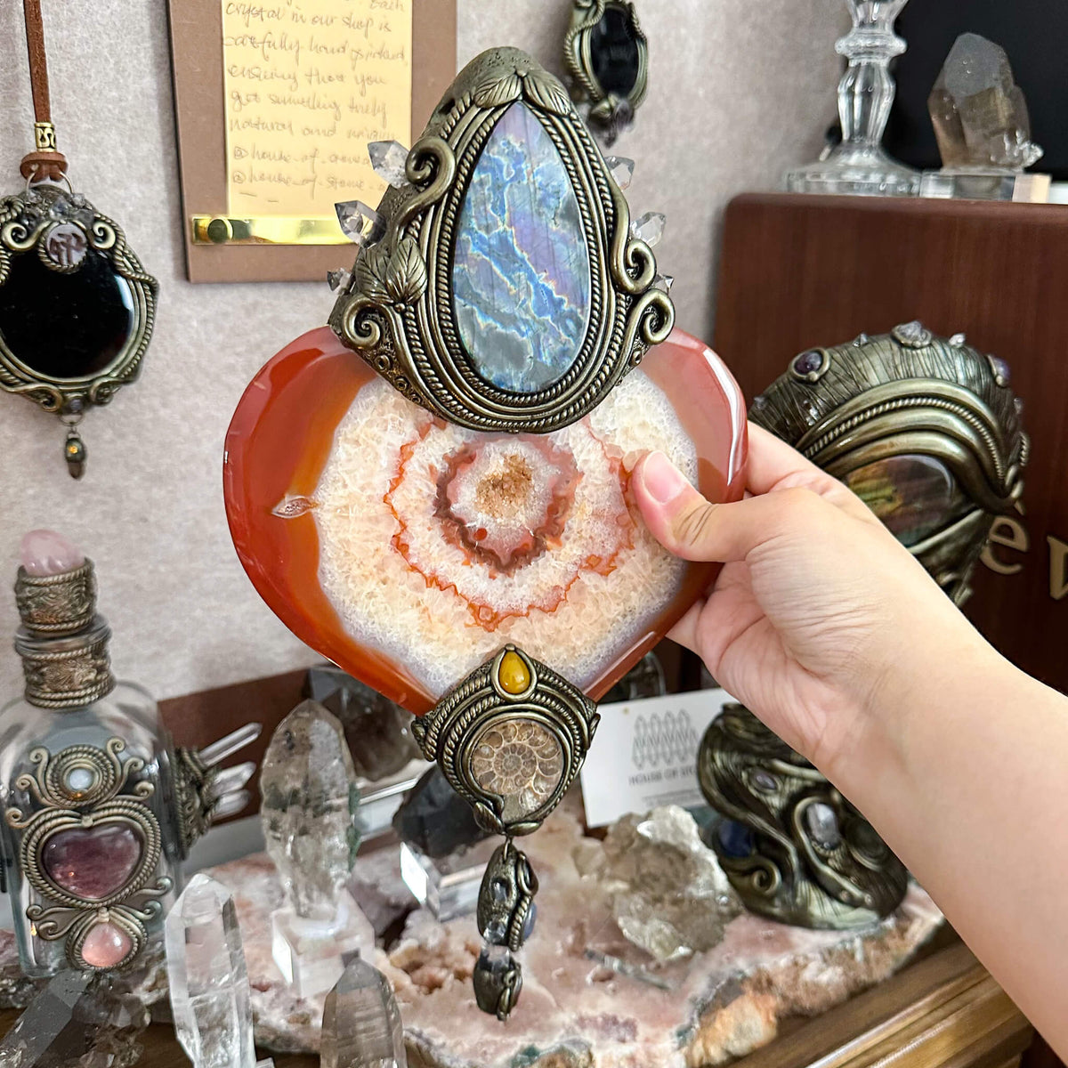 Handmade Natural Carnelian Crystal Wall Hanging Decor/Spiritual Window Interior Room Hangings/Christmas Crystal Door Hanging