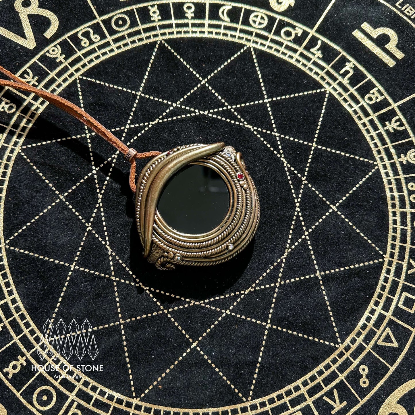 Handmade Natural Black Obsidian Pendant Necklace/Magic Obsidian Mirror Crystal Pendant/Scrying Mirror Protection Jewelry/Altar Tool