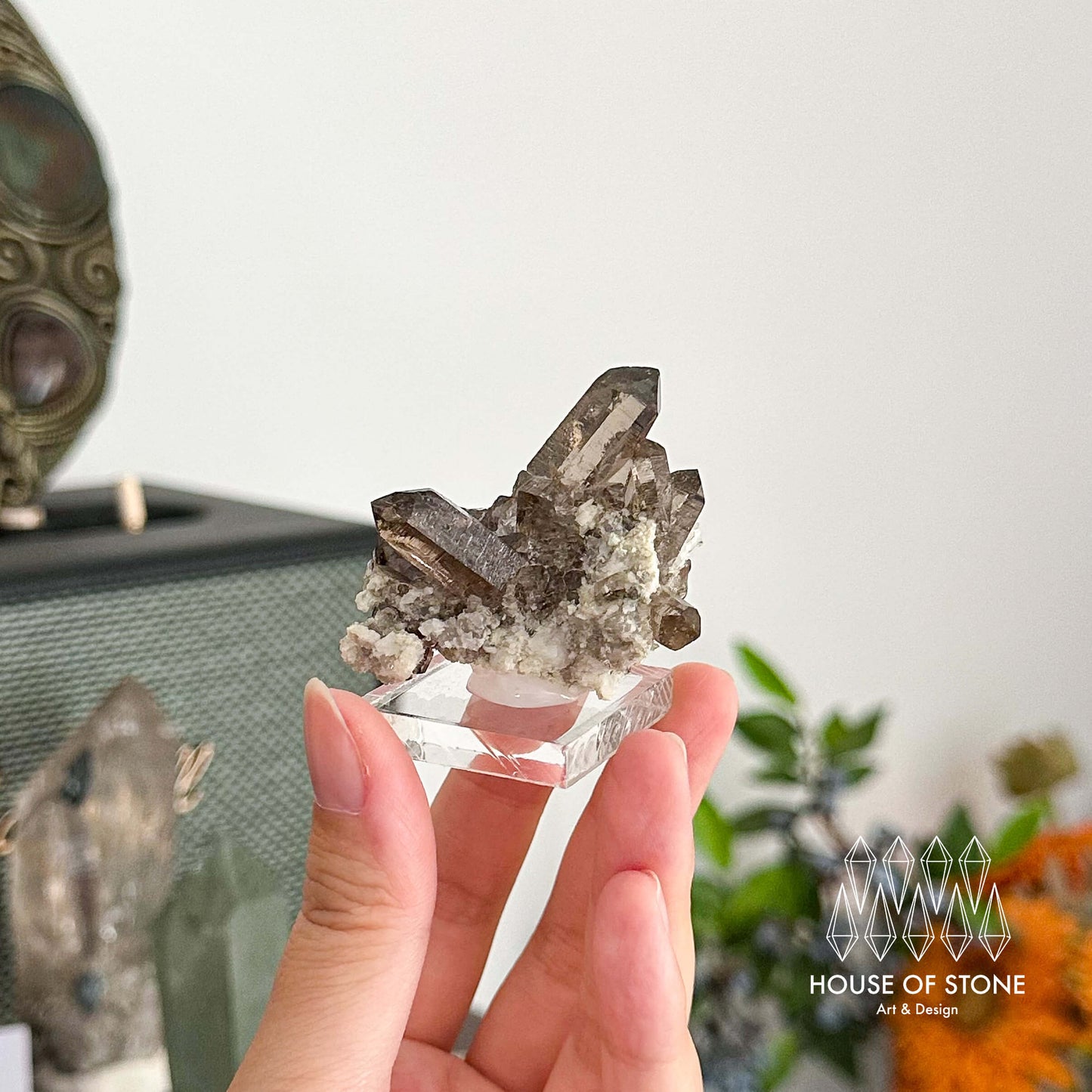 Alpine Mineral Dark Smoky Quartz Point Cluster Specimen/Small Swiss Cluster Apls/Double Terminated Quartz Cluster