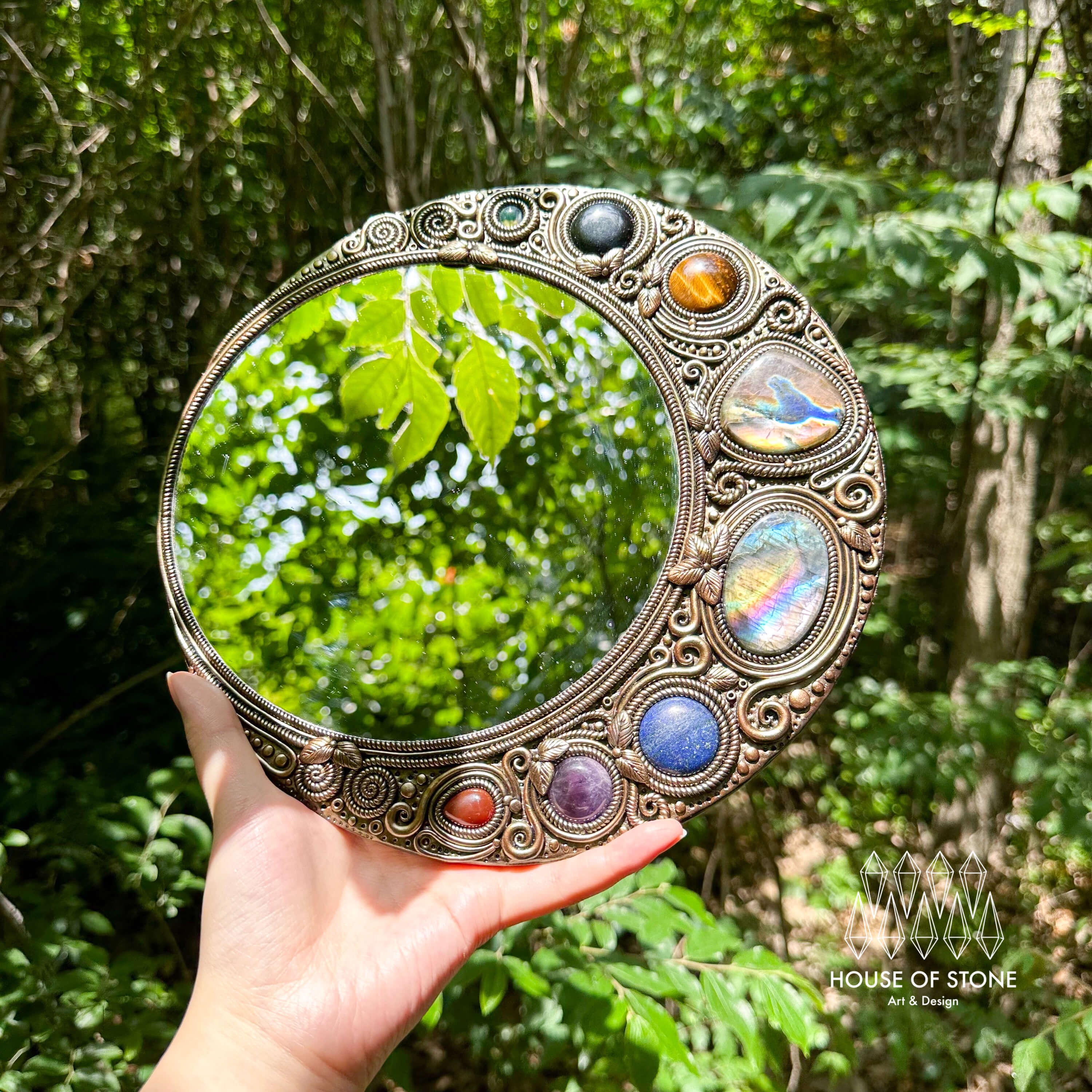 Natural Handmade Crystal Mirror/Magic Crystal Witch Mirror/Labradorite ...