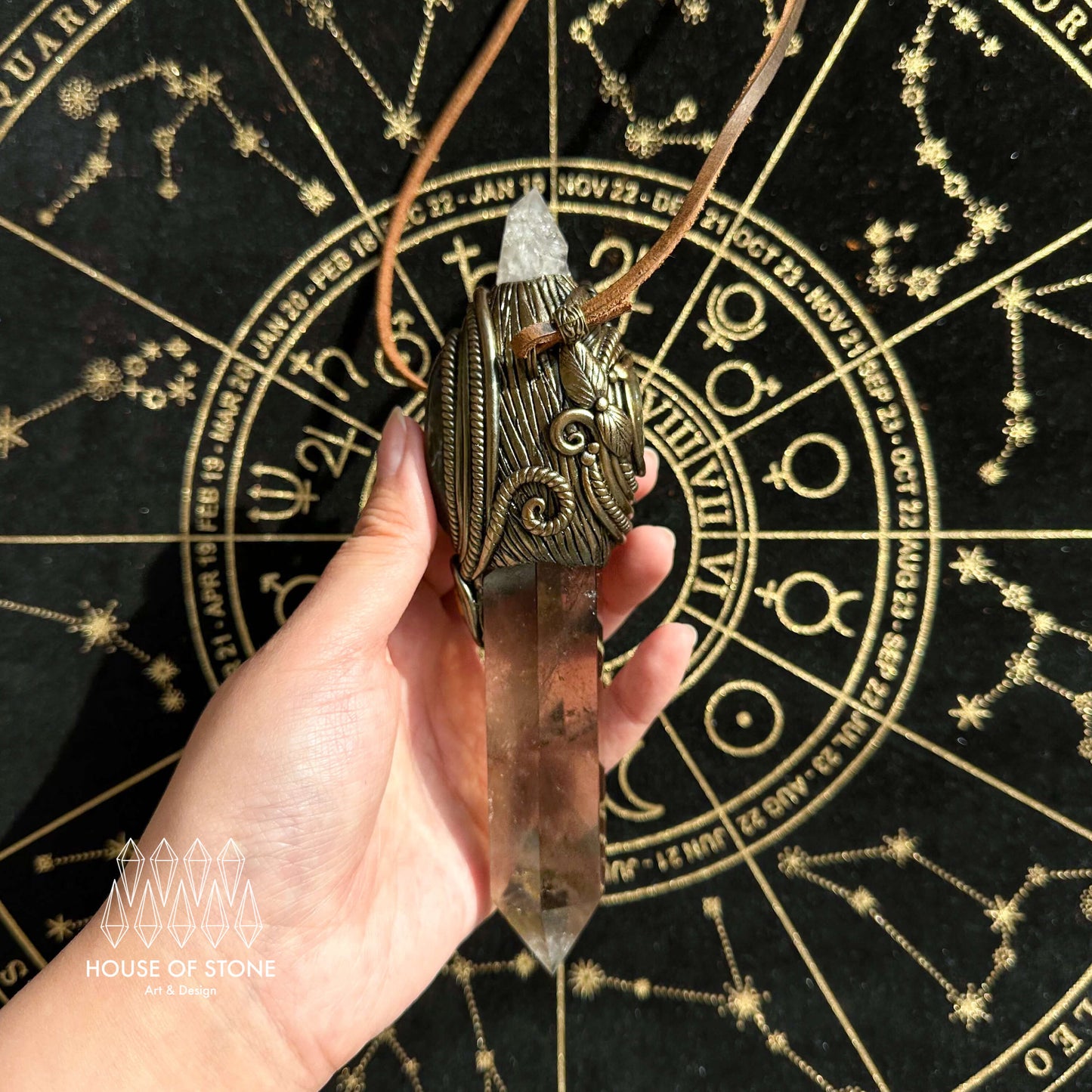 Handmade Natural Smoky Quartz  Pendant Necklace/Magic Crystal Protection Pendant/Labradorite Necklace/Root Chakra/Manifest Altar Tool