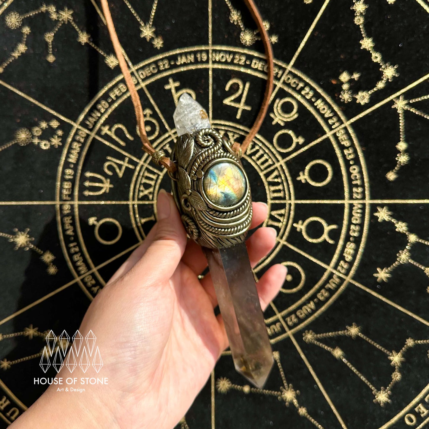 Handmade Natural Smoky Quartz  Pendant Necklace/Magic Crystal Protection Pendant/Labradorite Necklace/Root Chakra/Manifest Altar Tool