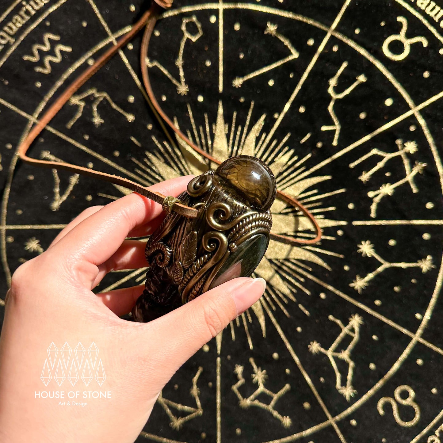 Handmade Natural Black Obsidian Pendant Necklace/Magic Smoky Quartz Crystal Pendant/Labradorite Protection Jewelry/Chakra/Altar Tool