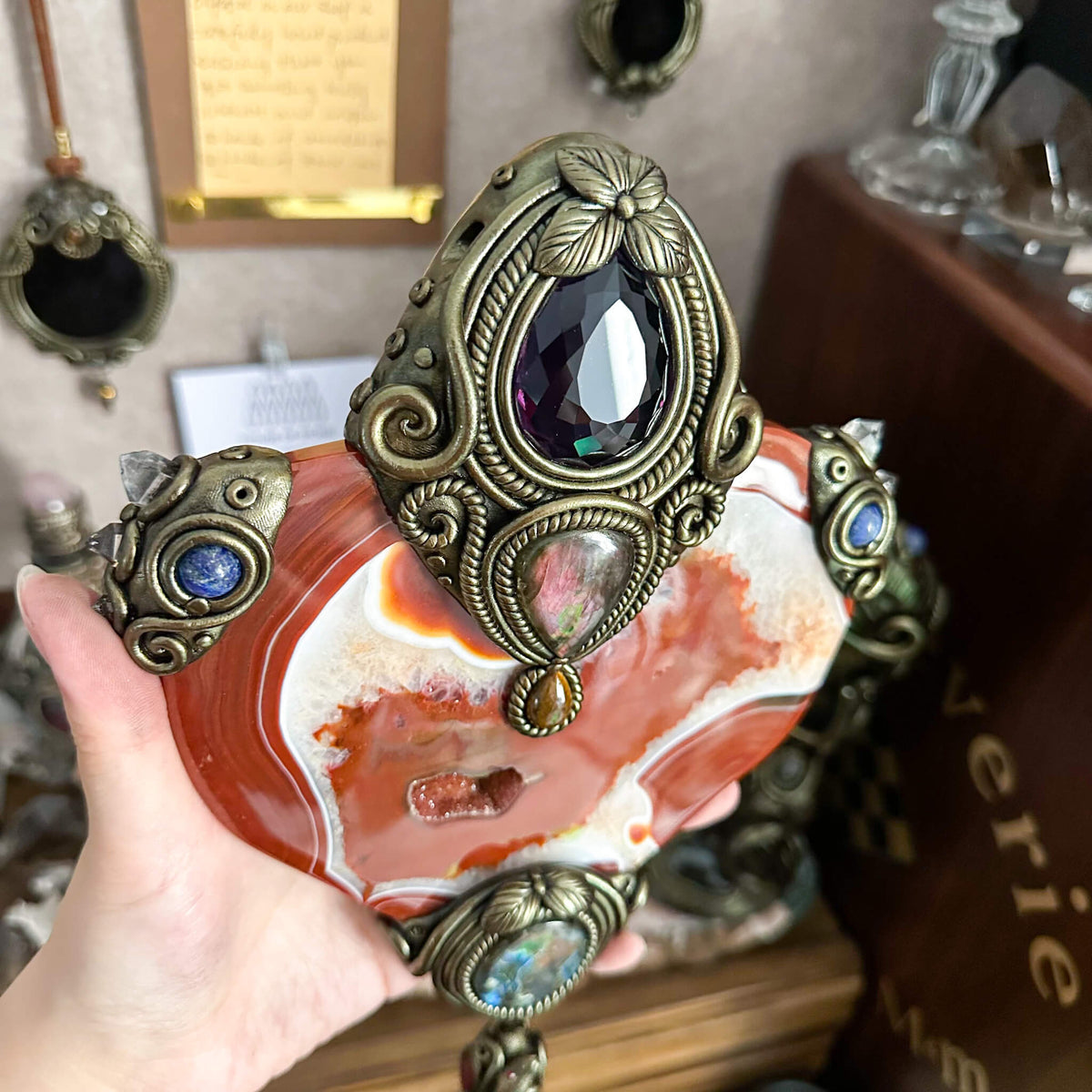 Handmade Natural Carnelian Crystal Wall Hanging Decor/Spiritual Window Interior Room Hangings/Christmas Crystal Door Hanging