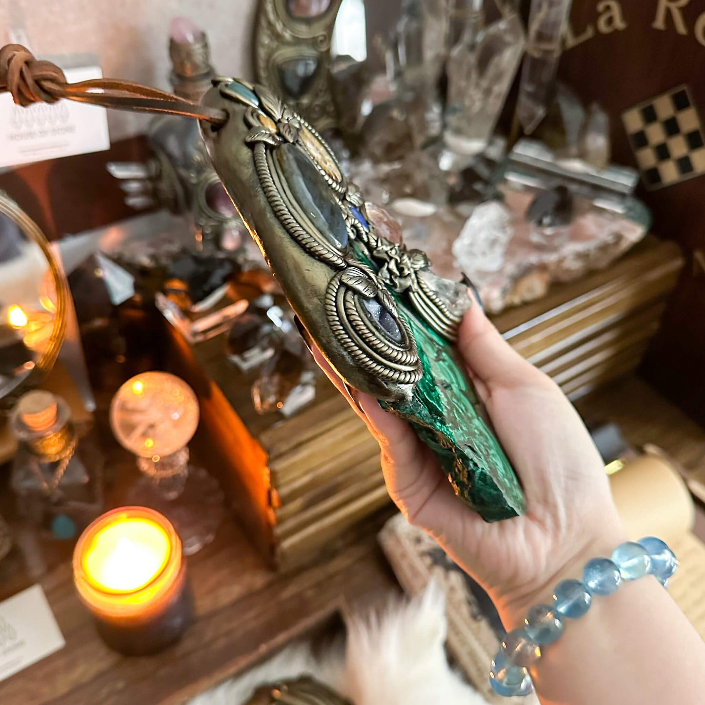 Handmade Natural Malachite Crystal Wall Hanging Decor/Spiritual Window Interior Room Hangings/Christmas Crystal Door Hanging