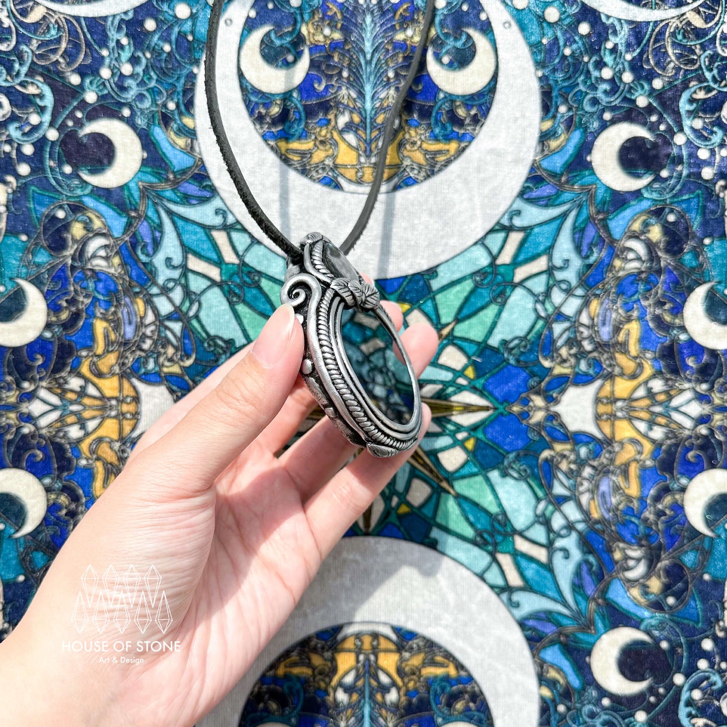 Natural Handmade Black Obsidian Pendant Necklace/Magic Obsidian Mirror Crystal Pendant/Scrying Mirror Labradorite Jewelry/Chakra/Altar Tool