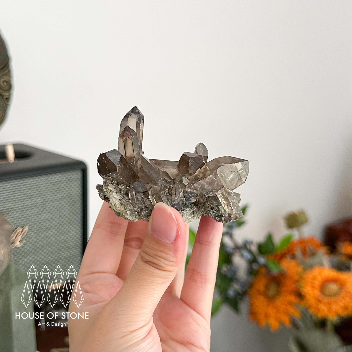 Alpine Mineral Light Smoky Quartz Point Cluster Specimen/Swiss Cluster Apls/Double Terminated Quartz Cluster
