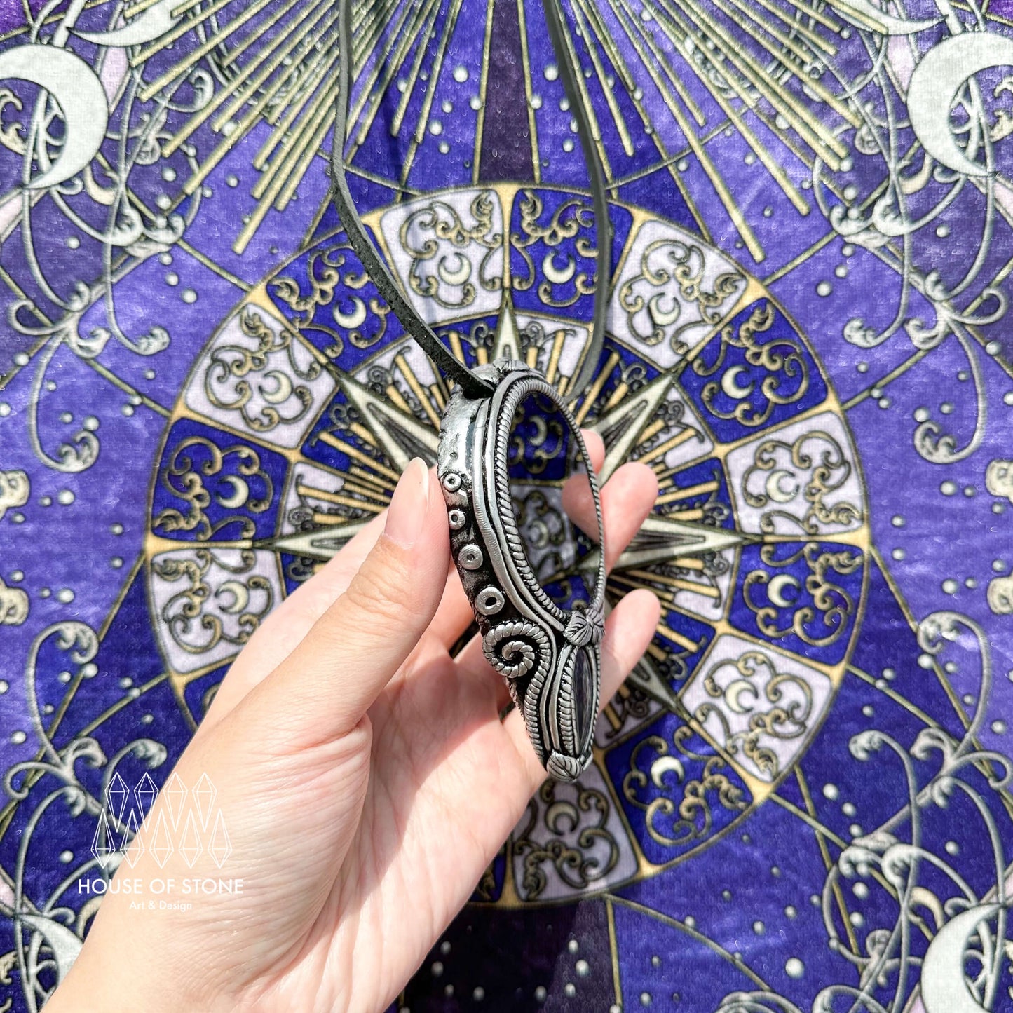 Natural Handmade Black Obsidian Pendant Necklace/Magic Obsidian Mirror Crystal Pendant/Scrying Mirror Labradorite Jewelry/Altar Tool