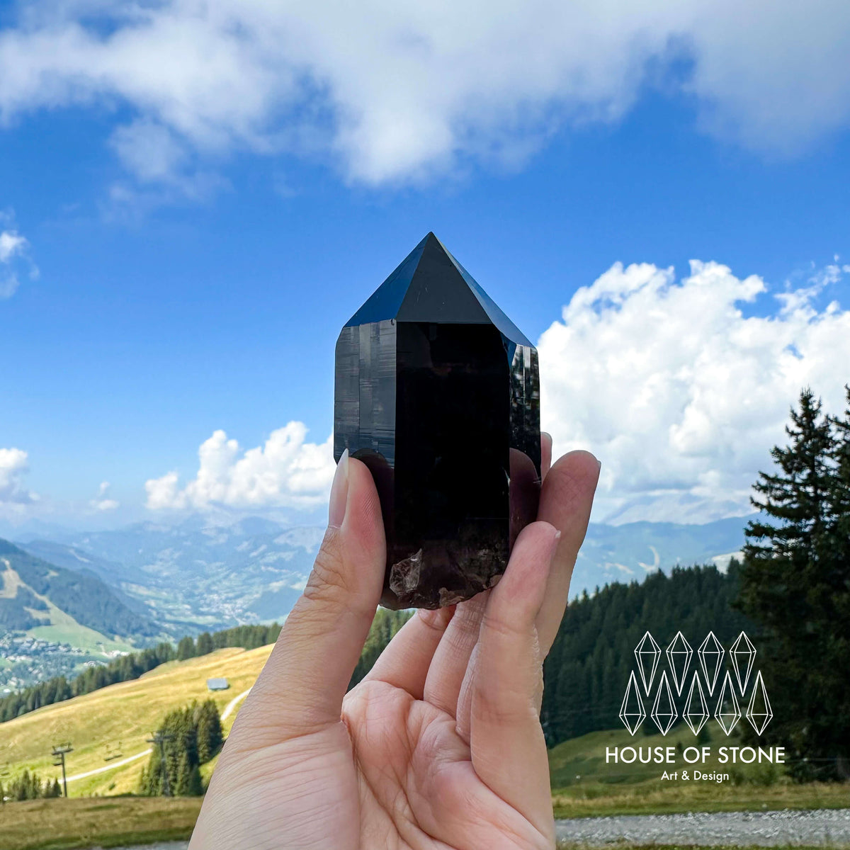Alpine Mineral Morion Smoky Quartz Point Specimen/Swiss Tower Apls/Double Terminated Quartz Points/Dark Smoky Quartz Floater Quartz Cluster