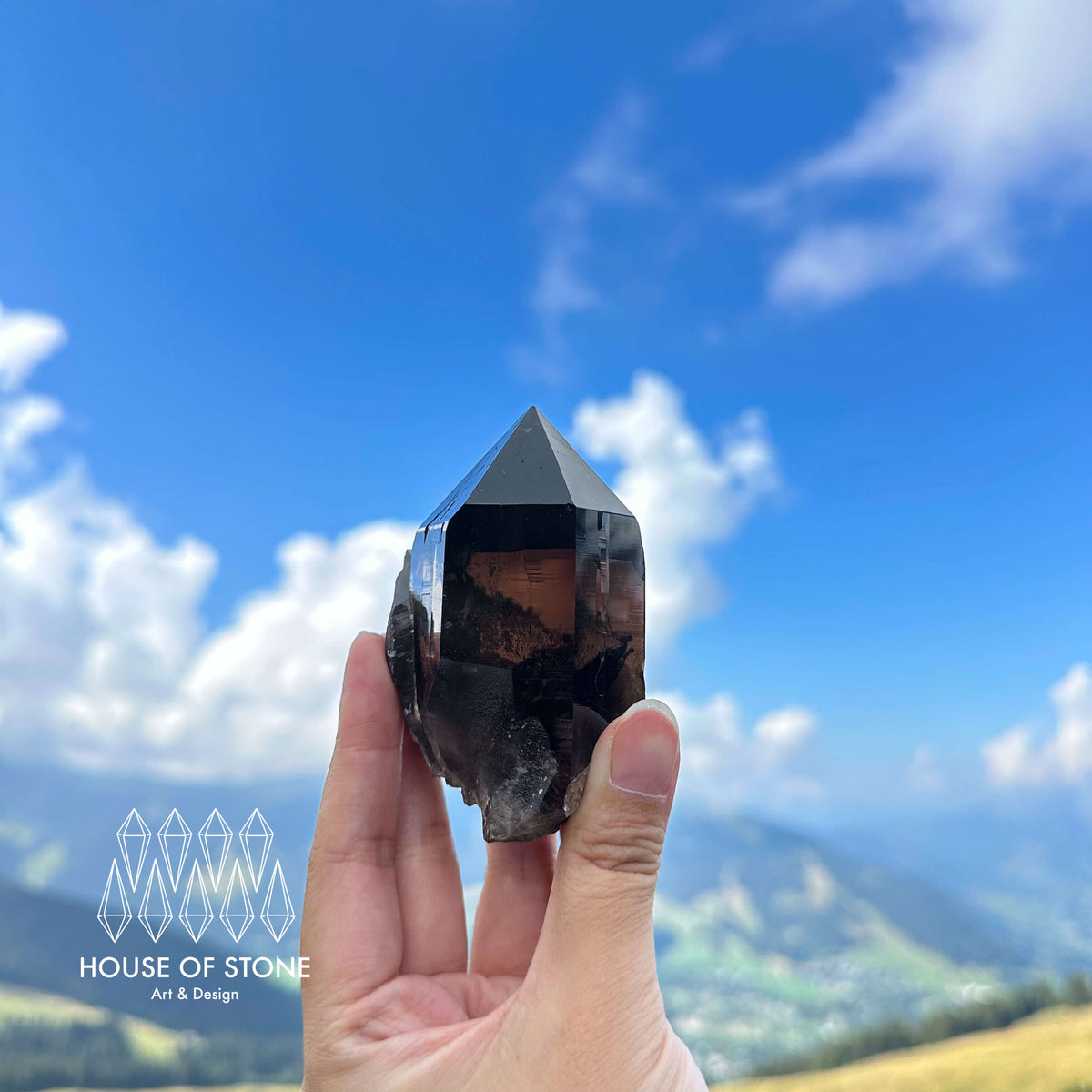 Alpine Mineral Morion Smoky Quartz Point Specimen/Swiss Tower Apls/Double Terminated Quartz Points/Dark Smoky Quartz Floater Quartz Cluster