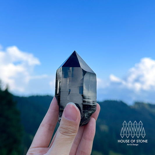 Alpine Mineral Morion Smoky Quartz Point Specimen/Swiss Tower Apls/Double Terminated Quartz Points/Dark Smoky Quartz Floater Quartz Cluster