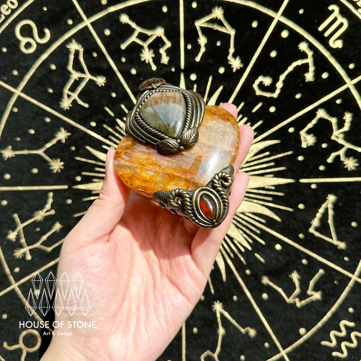 Handmade Natural Golden Healer Pendant Necklace/Magic Quartz Crystal Protection Pendant/Talisman Amulet Jewelry/Chakra/Altar Tool