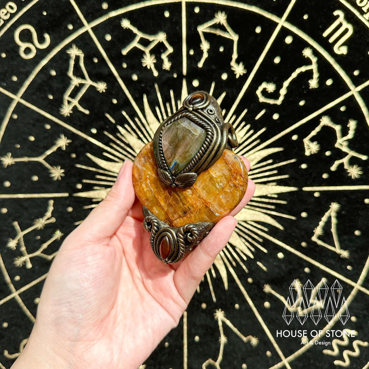 Handmade Natural Golden Healer Pendant Necklace/Magic Quartz Crystal Protection Pendant/Talisman Amulet Jewelry/Chakra/Altar Tool