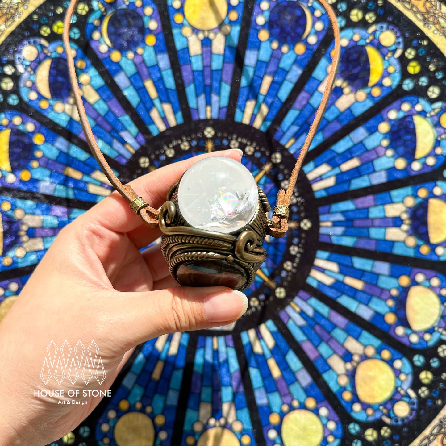 Handmade Natural Clear Quartz Pendant Necklace/Magic Quartz Crystal Protection Pendant/Labradorite Amethyst Jewelry/Crown Chakra/Altar Tool